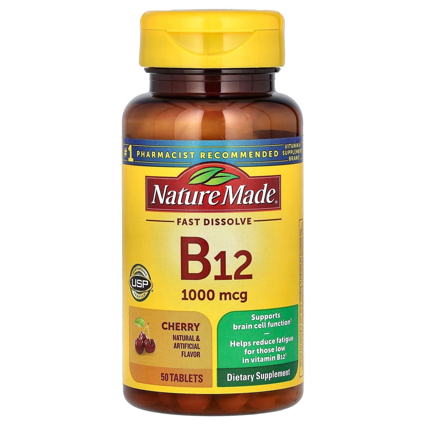 Nature Made, B-12 Sublingual, Cherry, 1,000 mcg, 50 Tablets - Image 1