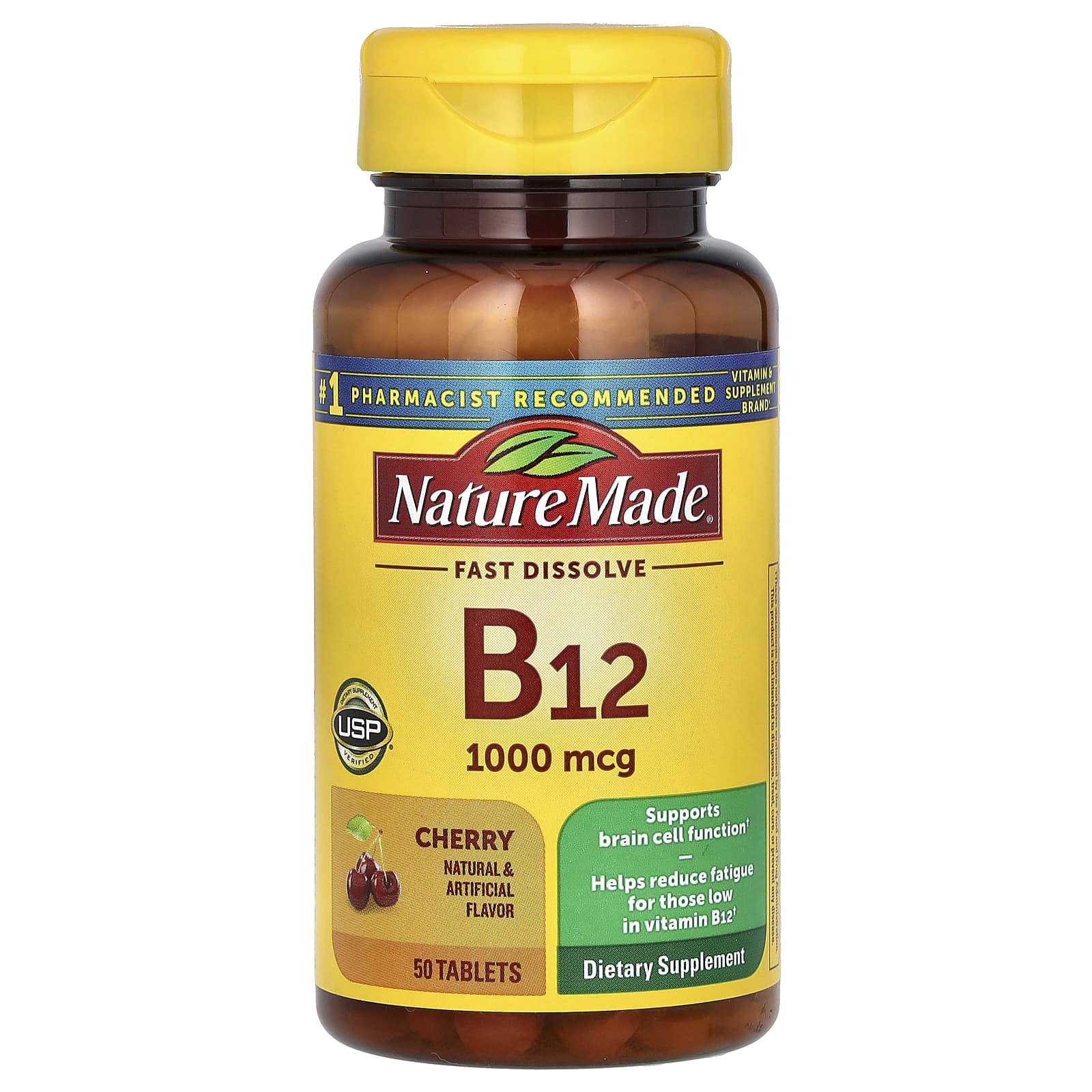 Nature Made, B-12 Sublingual, Cherry, 1,000 mcg, 50 Tablets - Image 1