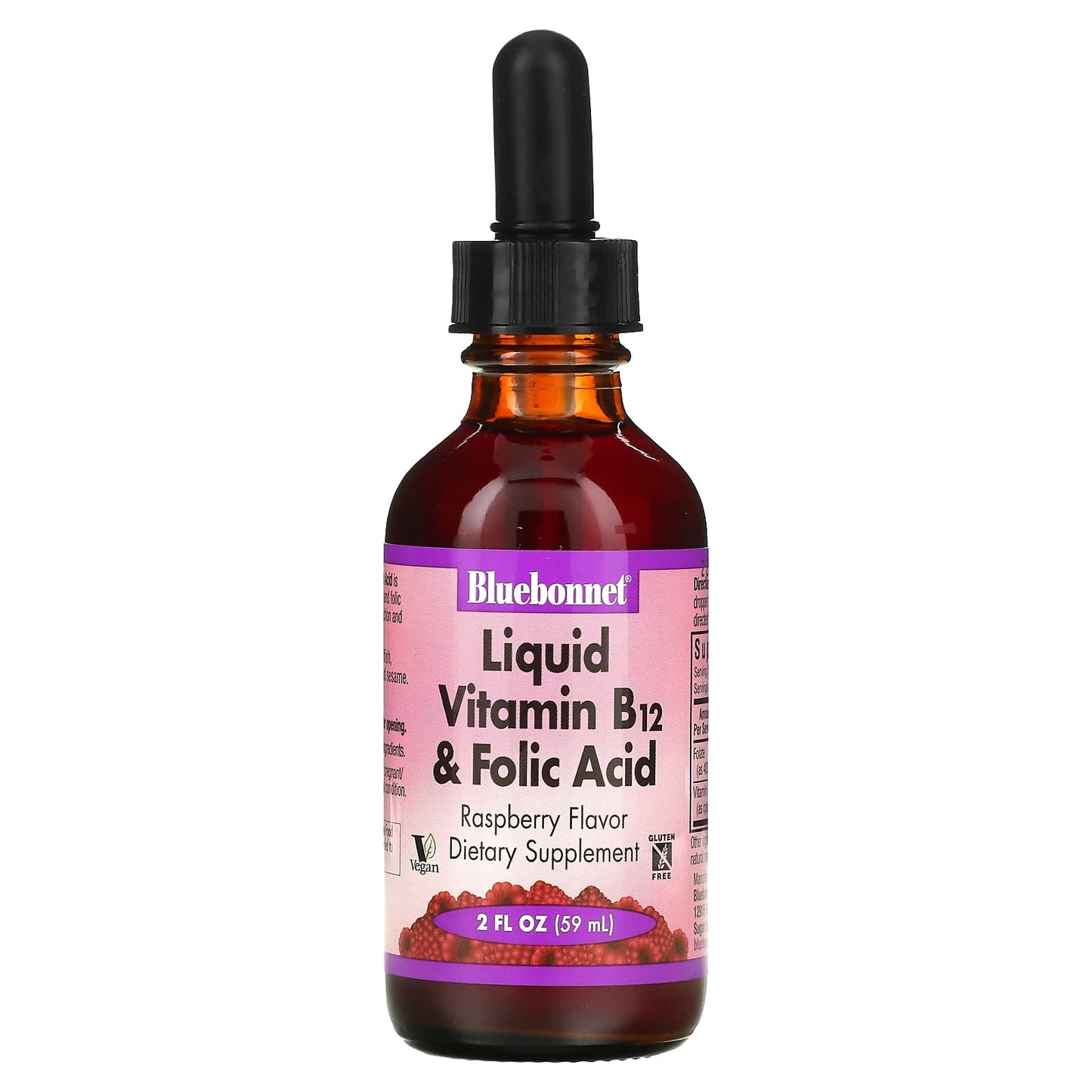 Bluebonnet Nutrition Liquid Vitamin B12 & Folic Acid Supplement 2 fl oz - Image 1