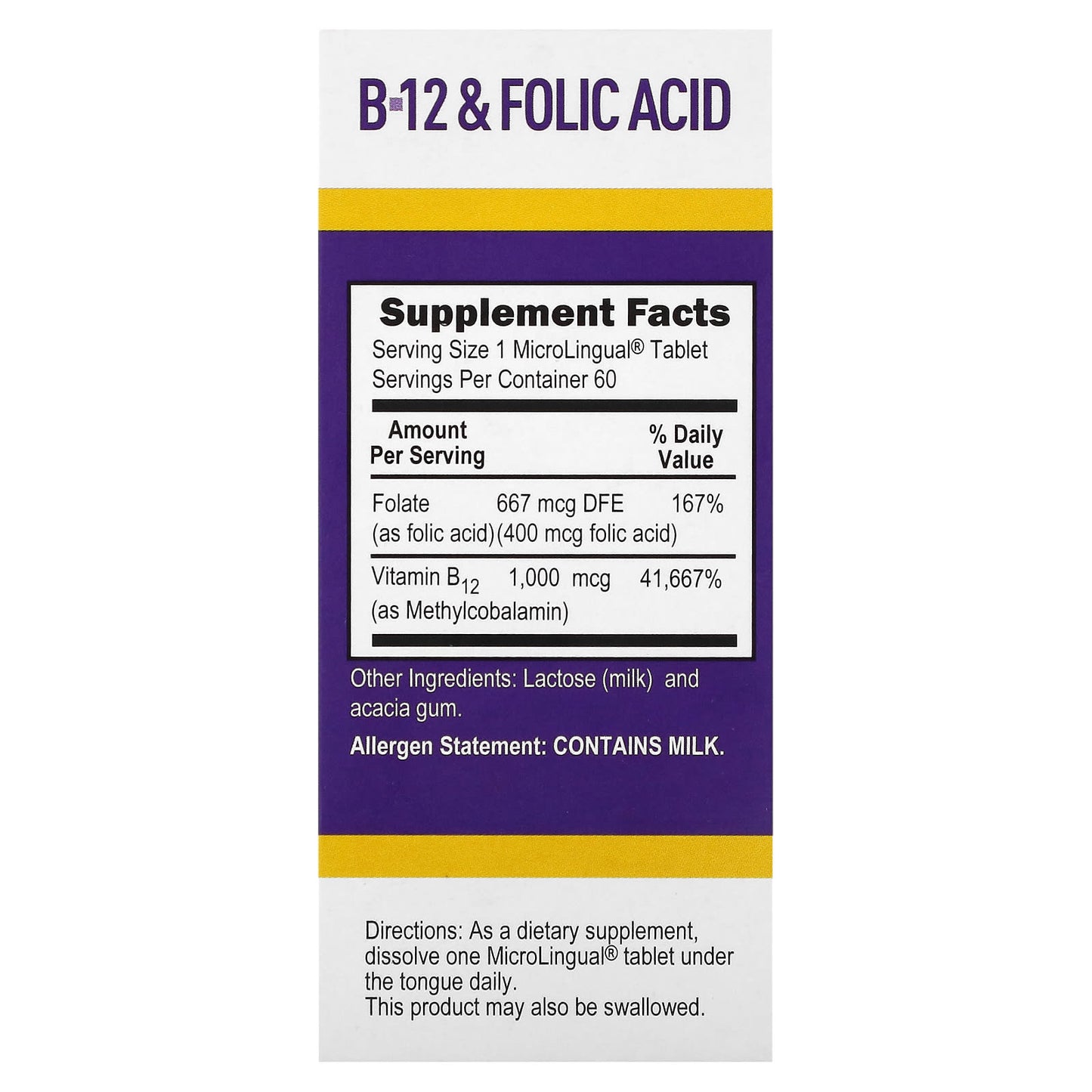 Superior Source, Methylcobalamin B-12, Folic Acid, 60 Instant Dissolve Tablets - Image 2