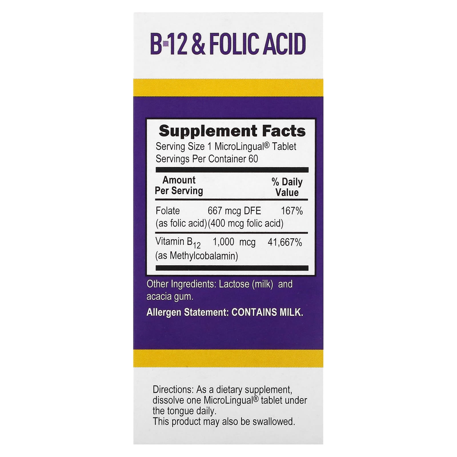 Superior Source, Methylcobalamin B-12, Folic Acid, 60 Instant Dissolve Tablets - Image 2