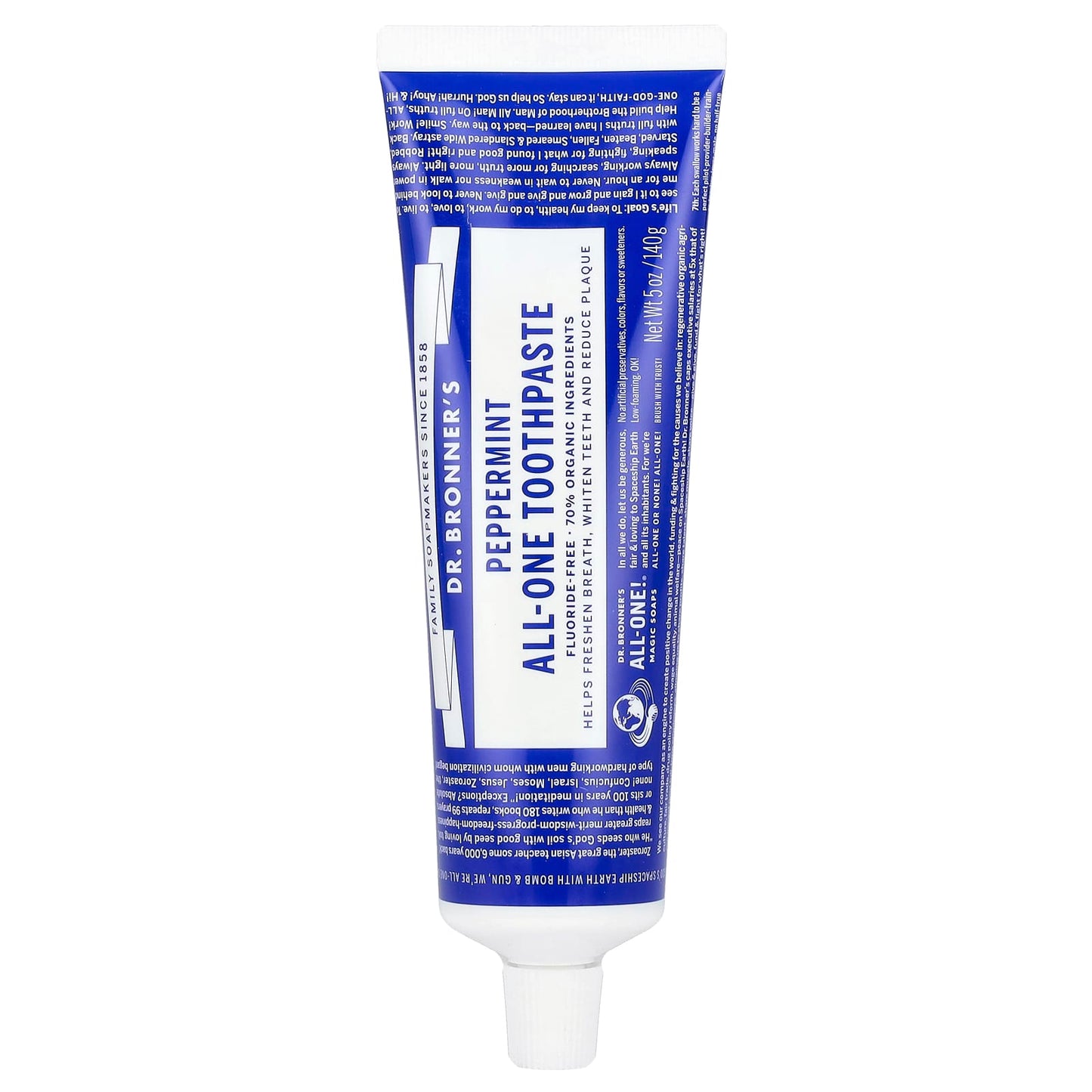 Dr. Bronner's All-One Toothpaste, Peppermint, 5 oz, 100% Vegan & Organic - Image 1