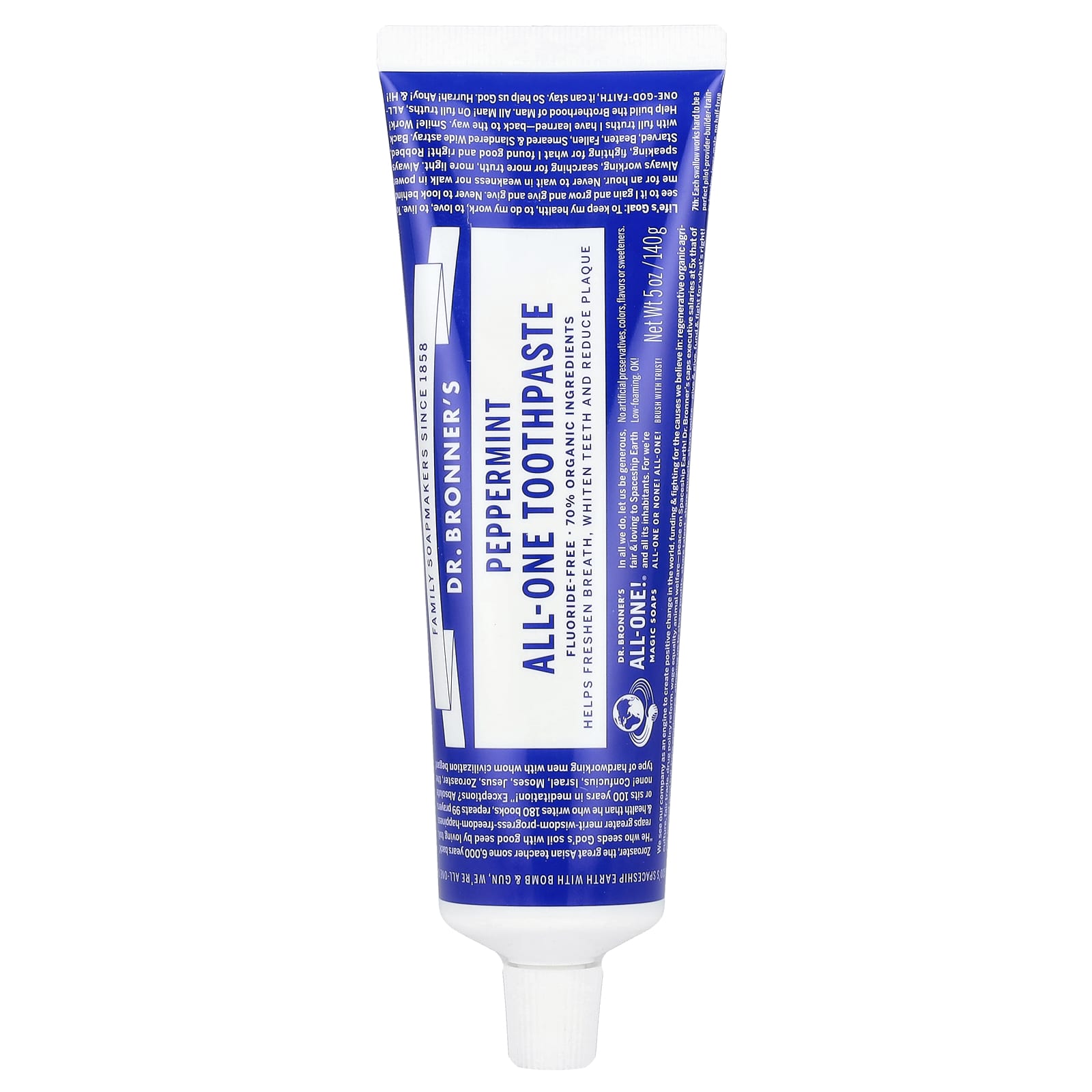 Dr. Bronner's All-One Toothpaste, Peppermint, 5 oz, 100% Vegan & Organic - Image 1