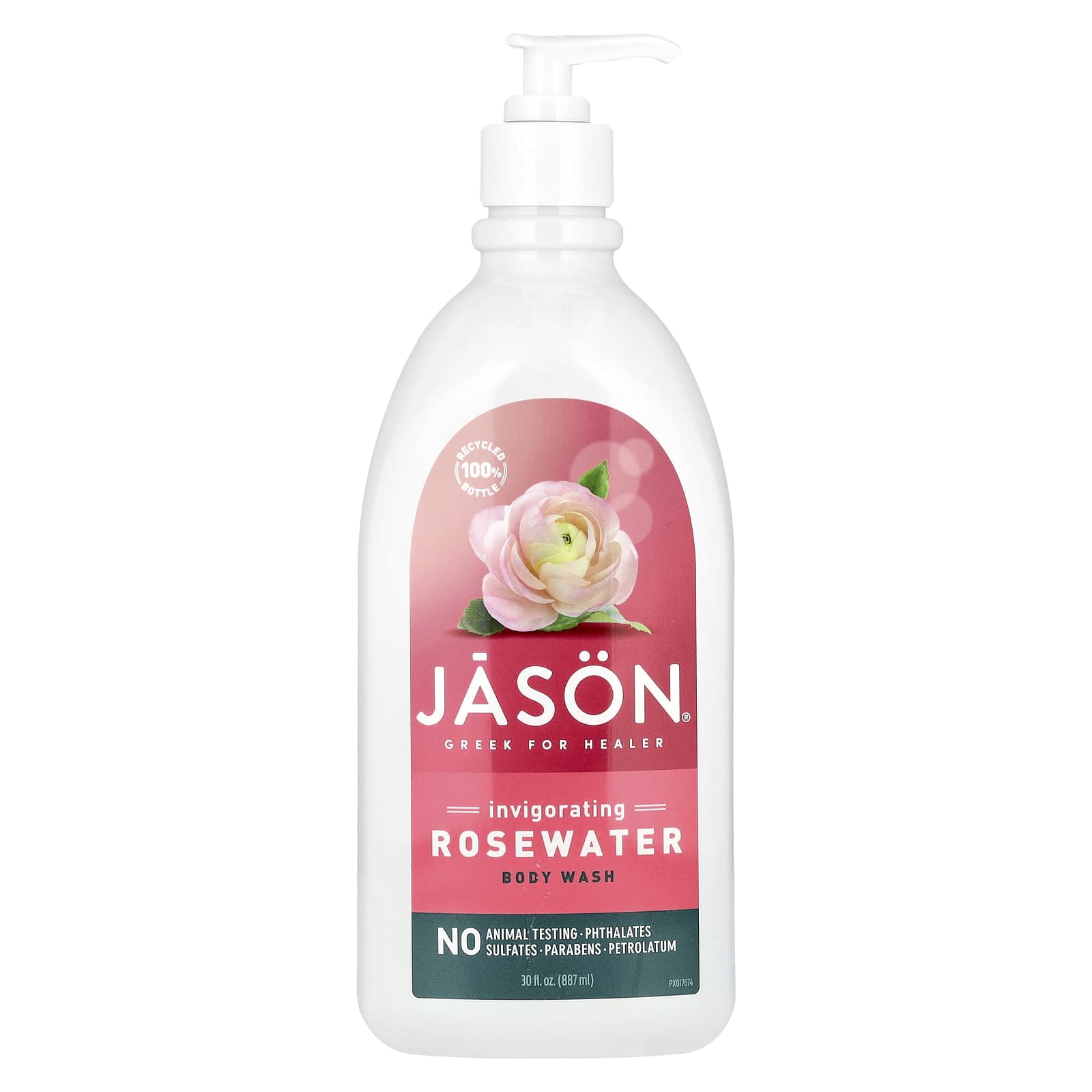 Jason Natural Invigorating Rosewater Body Wash, 30 fl oz, Cruelty-Free - Image 1