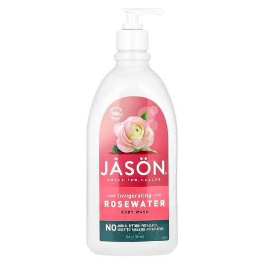 Jason Natural Invigorating Rosewater Body Wash, 30 fl oz, Cruelty-Free - Image 1