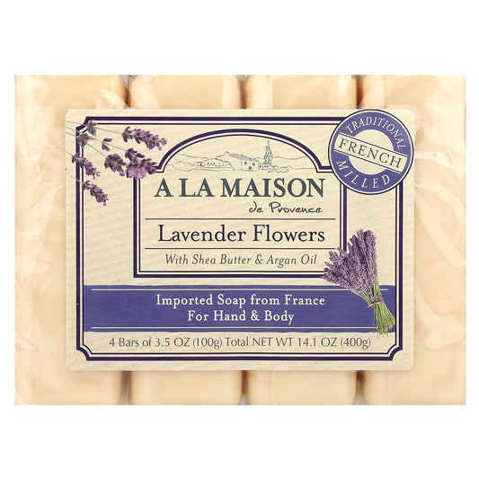 Lavender Bliss French Milled Soap - 4 Bars, 3.5 oz Each - Image 1