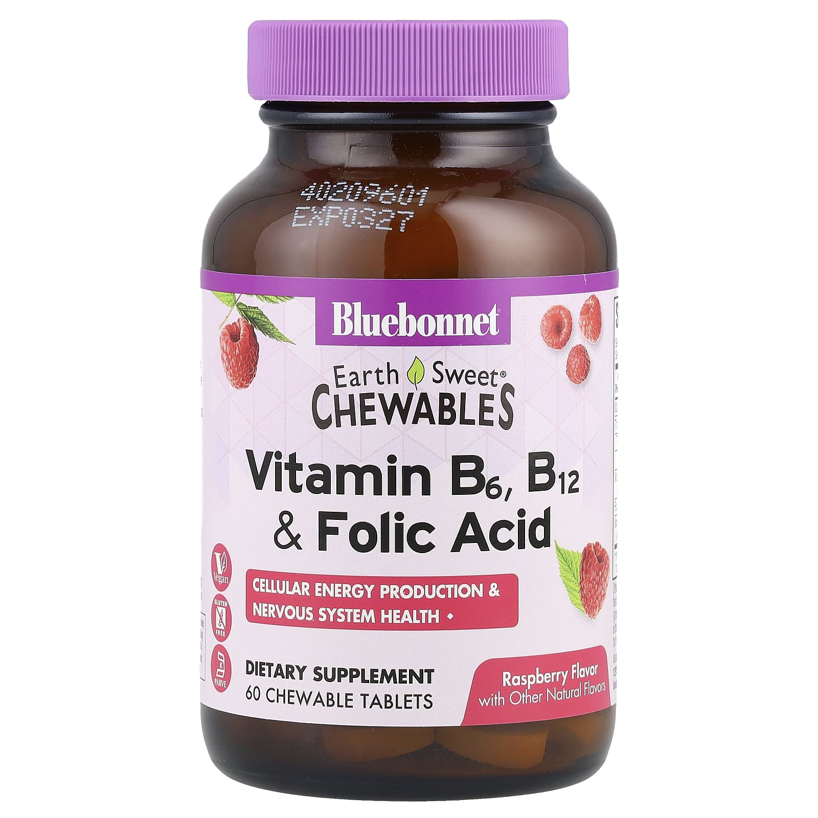 Bluebonnet Nutrition Earth Sweet Chewables - Vitamin B6 B12 & Folic Acid Supplements - Image 1