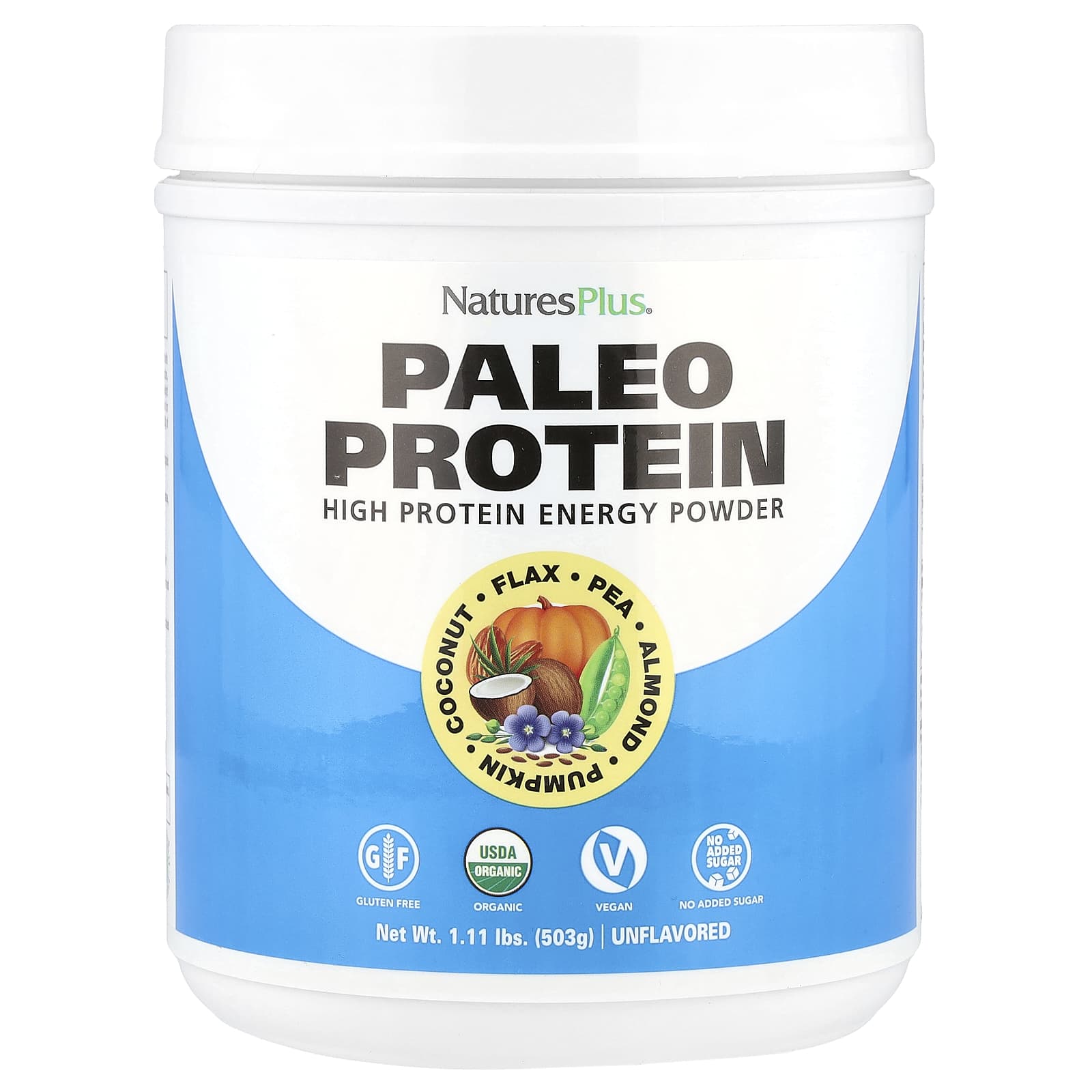 NaturesPlus, Paleo Protein Powder, Unflavored , 1.11 lbs (503 g) - Image 1
