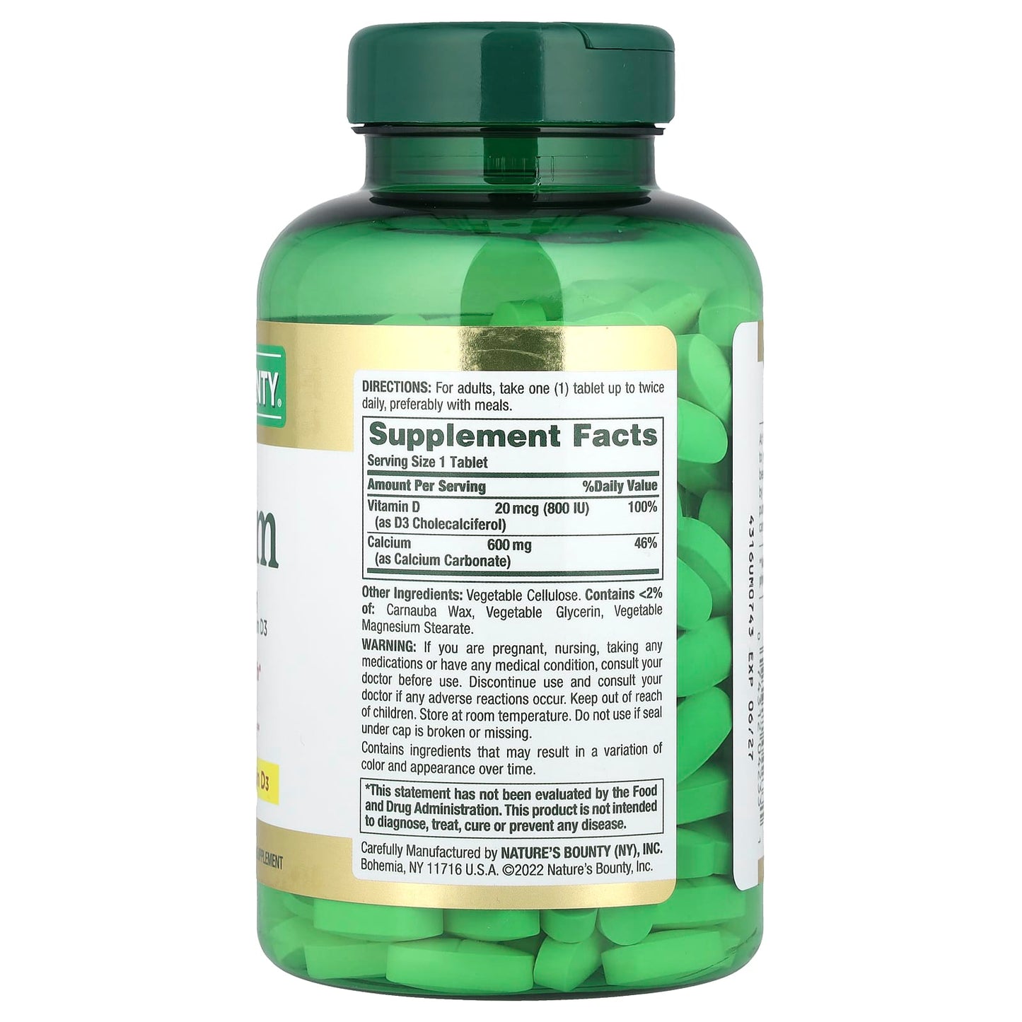 Nature's Bounty, Calcium, 250 Tablets - Image 2