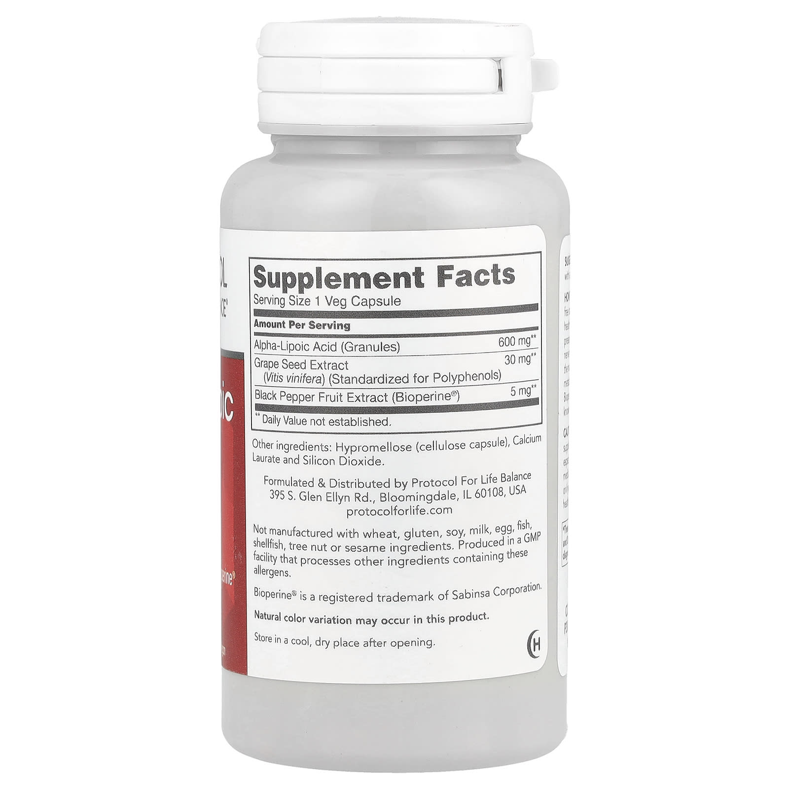 Protocol for Life Balance, Alpha-Lipoic Acid, 60 Veg Capsules - Image 2