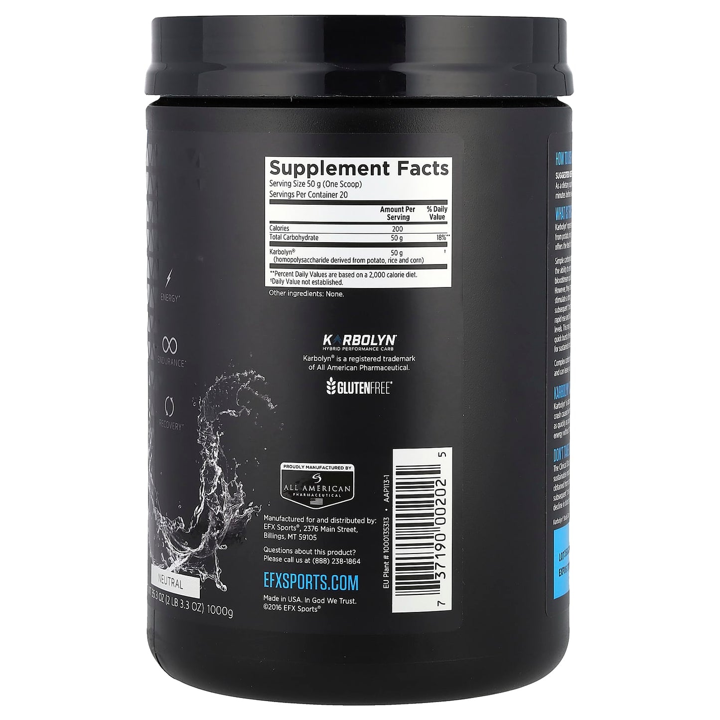 EFX Sports Karbolyn Fuel Neutral 2lb Endurance Energy Boost - Image 2