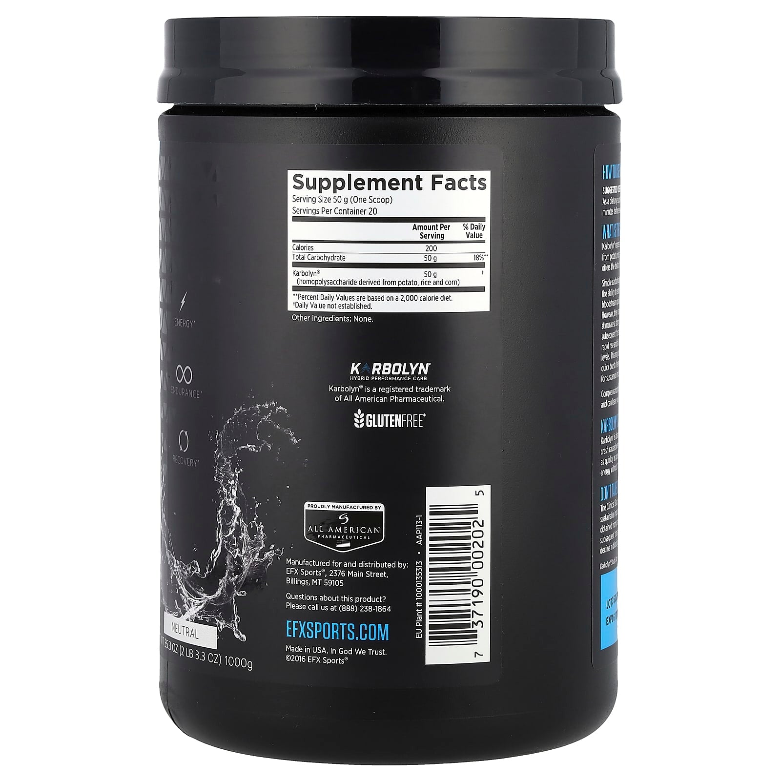 EFX Sports Karbolyn Fuel Neutral 2lb Endurance Energy Boost - Image 2