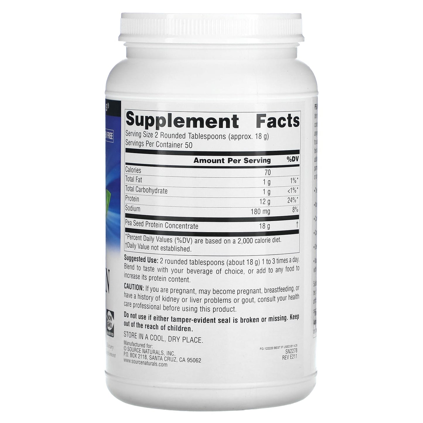 Source Naturals, Pea Protein Power, 32 oz (907.18 g) - Image 2