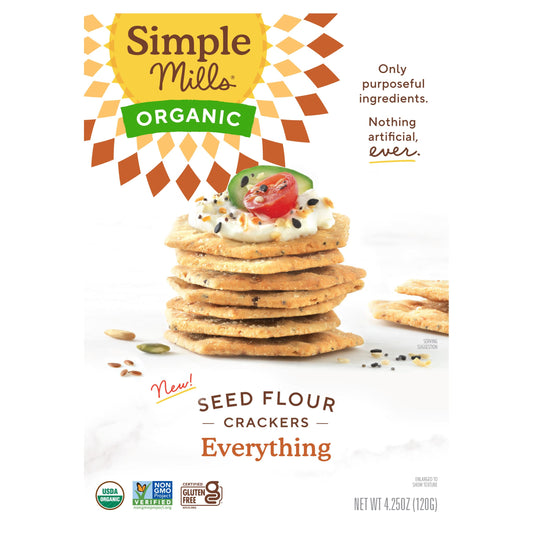 Simple Mills, Organic Seed Flour Crackers, Everything, 4.25 oz (120 g) - Image 1