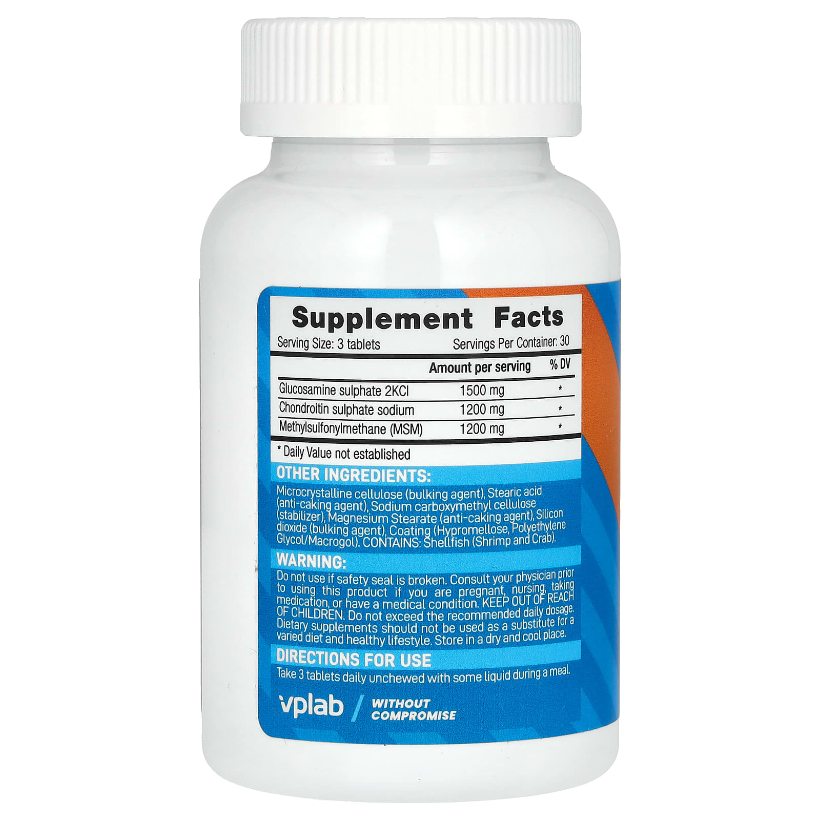 Vplab, Glucosamine Chondroitin MSM, 90 Tablets - Image 2
