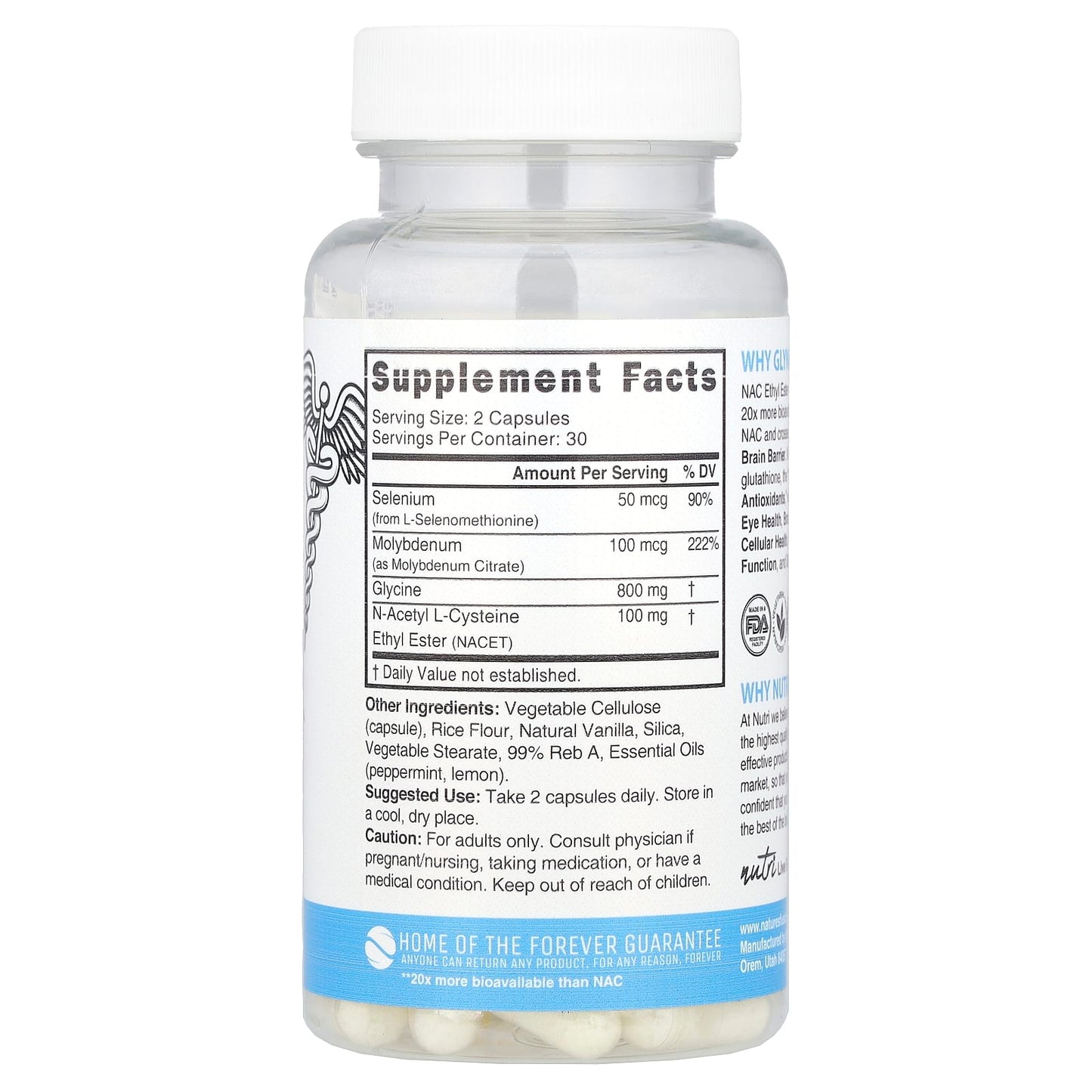 Nutri, Glynac-ET, Glycine & NAC Ethyl Ester, 60 Vegan Capsules - Image 2