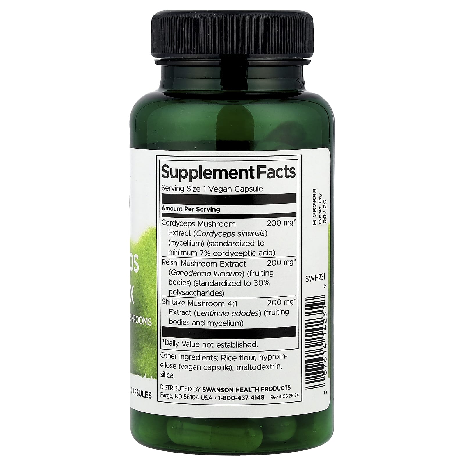 Swanson, Cordyceps Complex with Reishi and Shiitake Mushrooms, 60 Vegan Capsules - Image 2