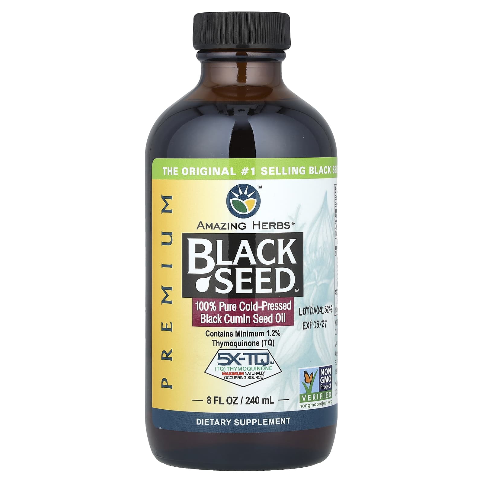 Black Seed Oil by Amazing Herbs - 100% Pure Cold-Pressed, Non-GMO - Image 1