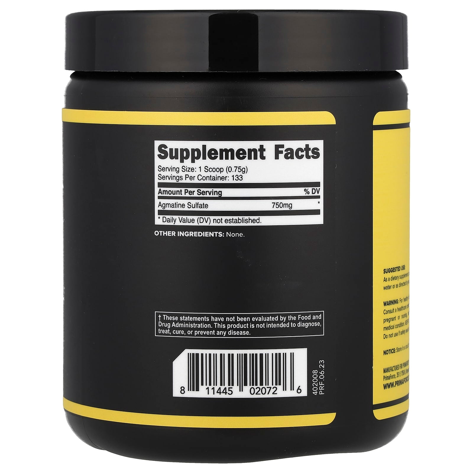Primaforce, Agmatine, Unflavored, 3.5 oz (100 g) - Image 2