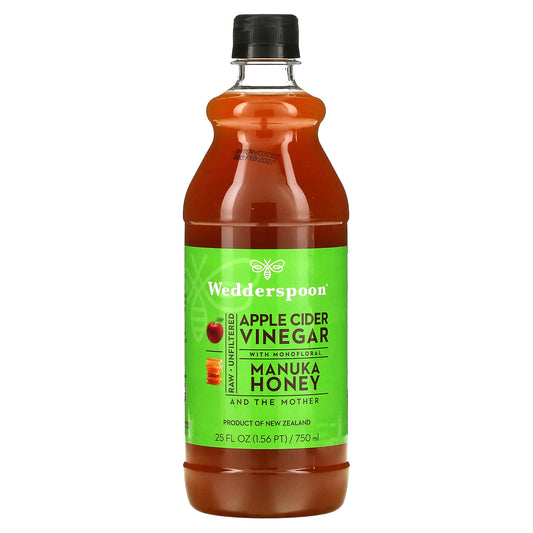 Wedderspoon, Raw Apple Cider Vinegar with Monofloral Manuka Honey, 25 fl oz (750 ml) - Image 1