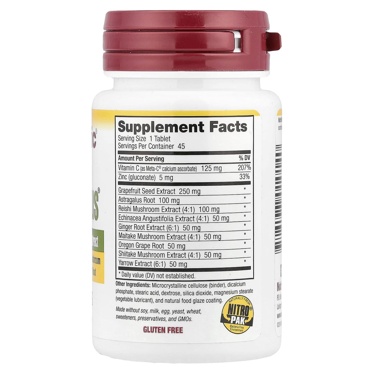 NutriBiotic, DefensePlus®, Maximum Strength, 45 Vegan Tablets - Image 2