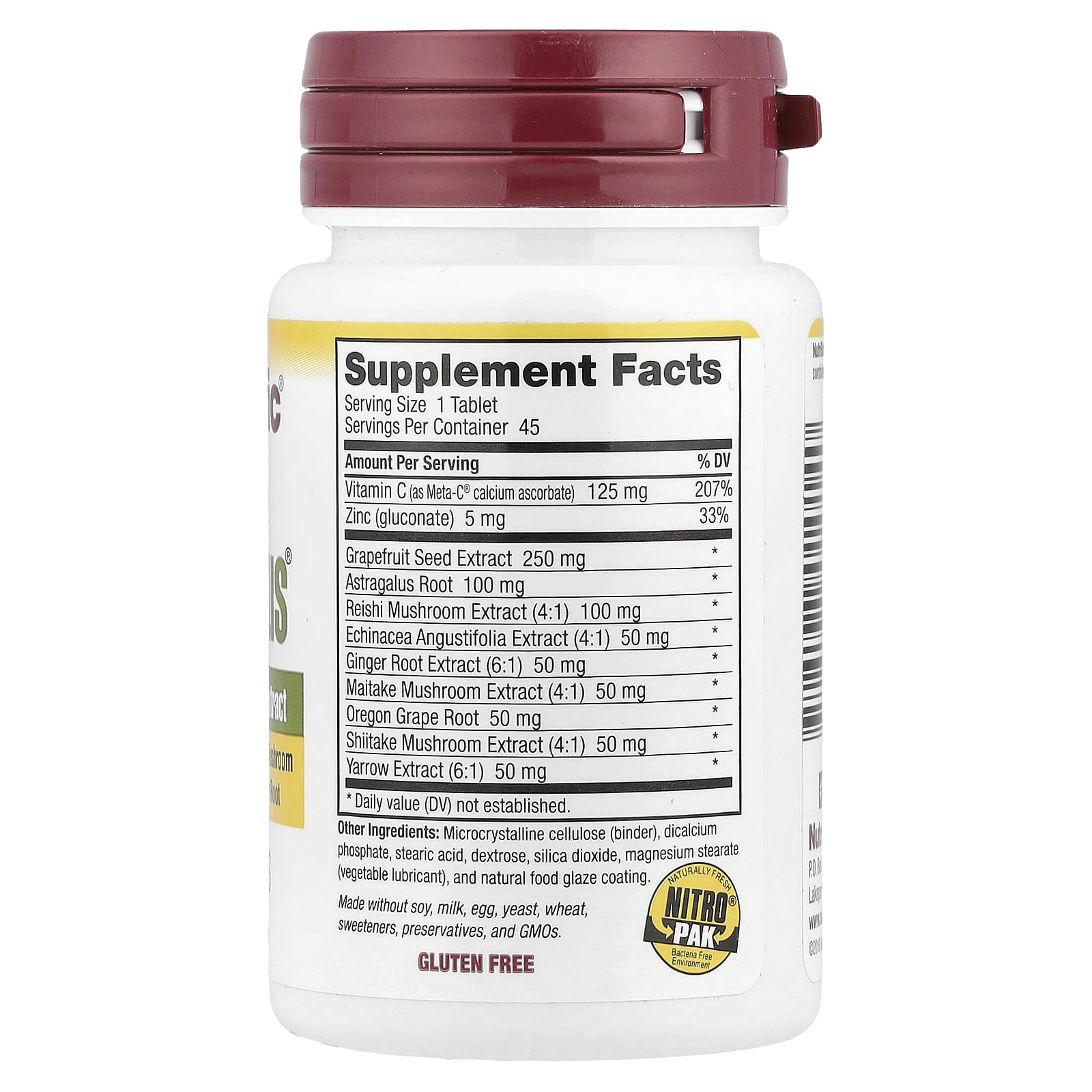 NutriBiotic, DefensePlus®, Maximum Strength, 45 Vegan Tablets - Image 2