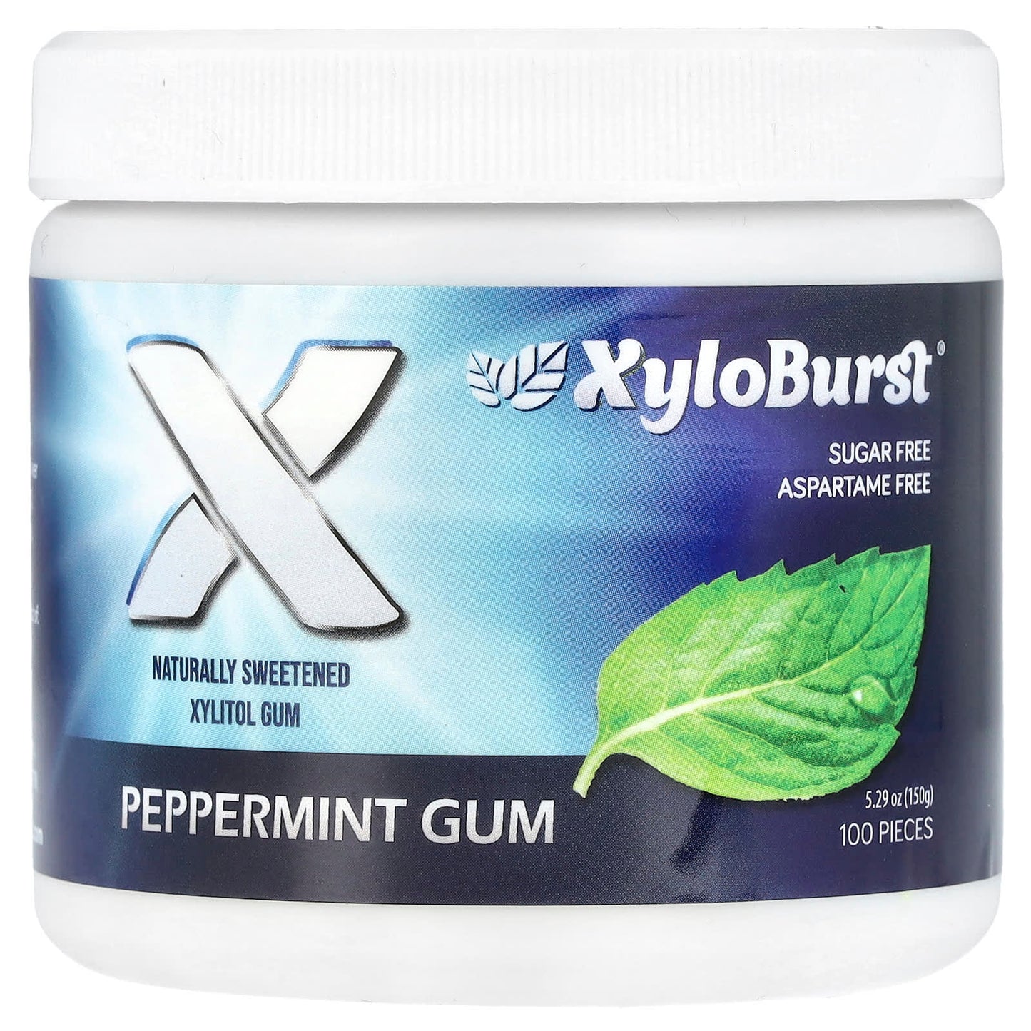 Xyloburst, Xylitol Gum, Peppermint, 100 Pieces, 5.29 oz (150 g) - Image 1