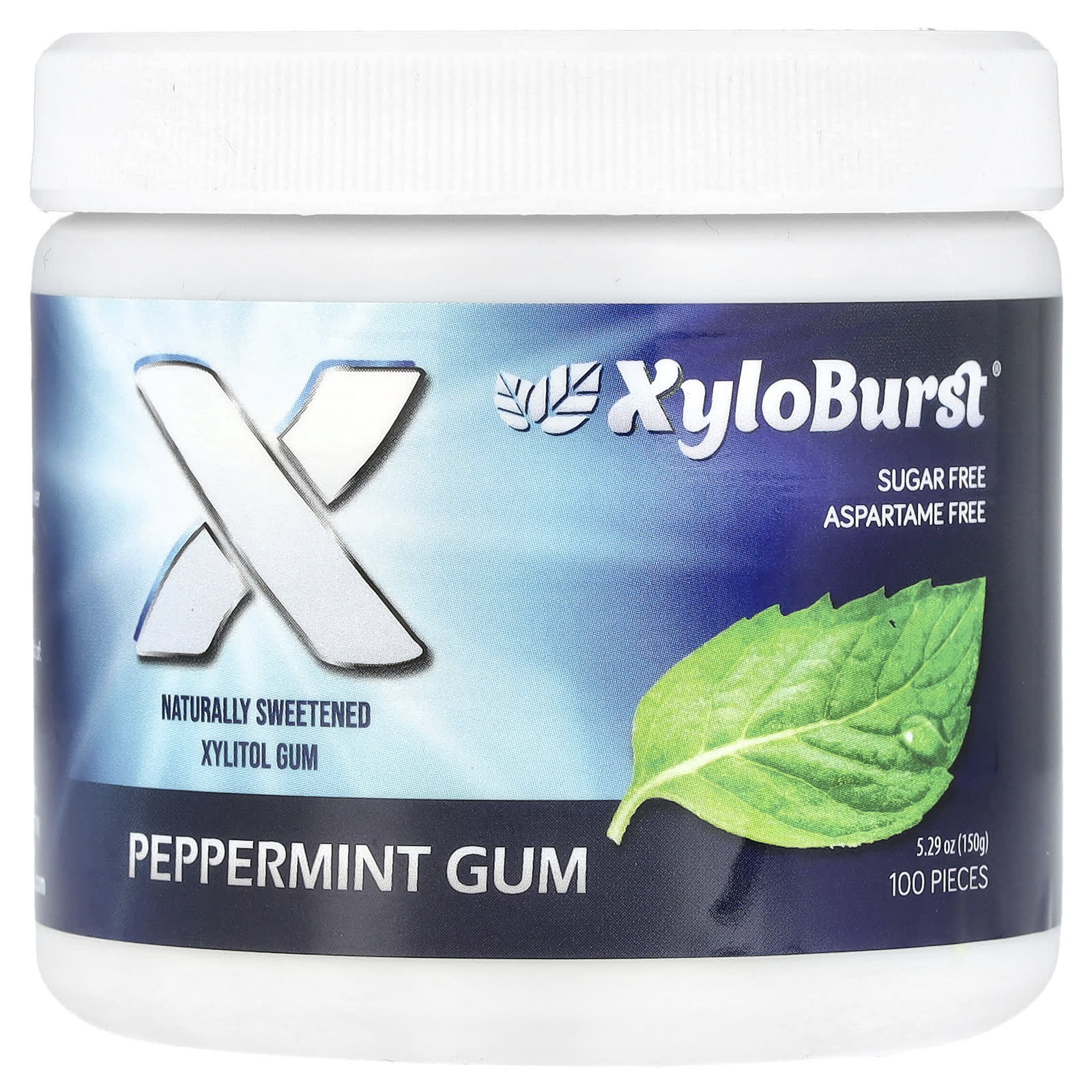 Xyloburst, Xylitol Gum, Peppermint, 100 Pieces, 5.29 oz (150 g) - Image 1