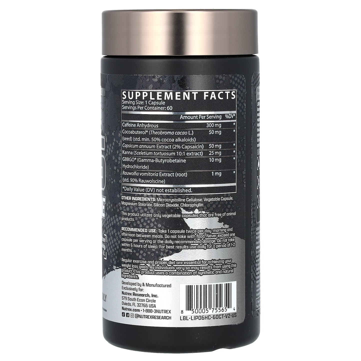 Nutrex Research, LIPO-6, Hardcore, Maximum Strength, 60 Capsules - Image 2