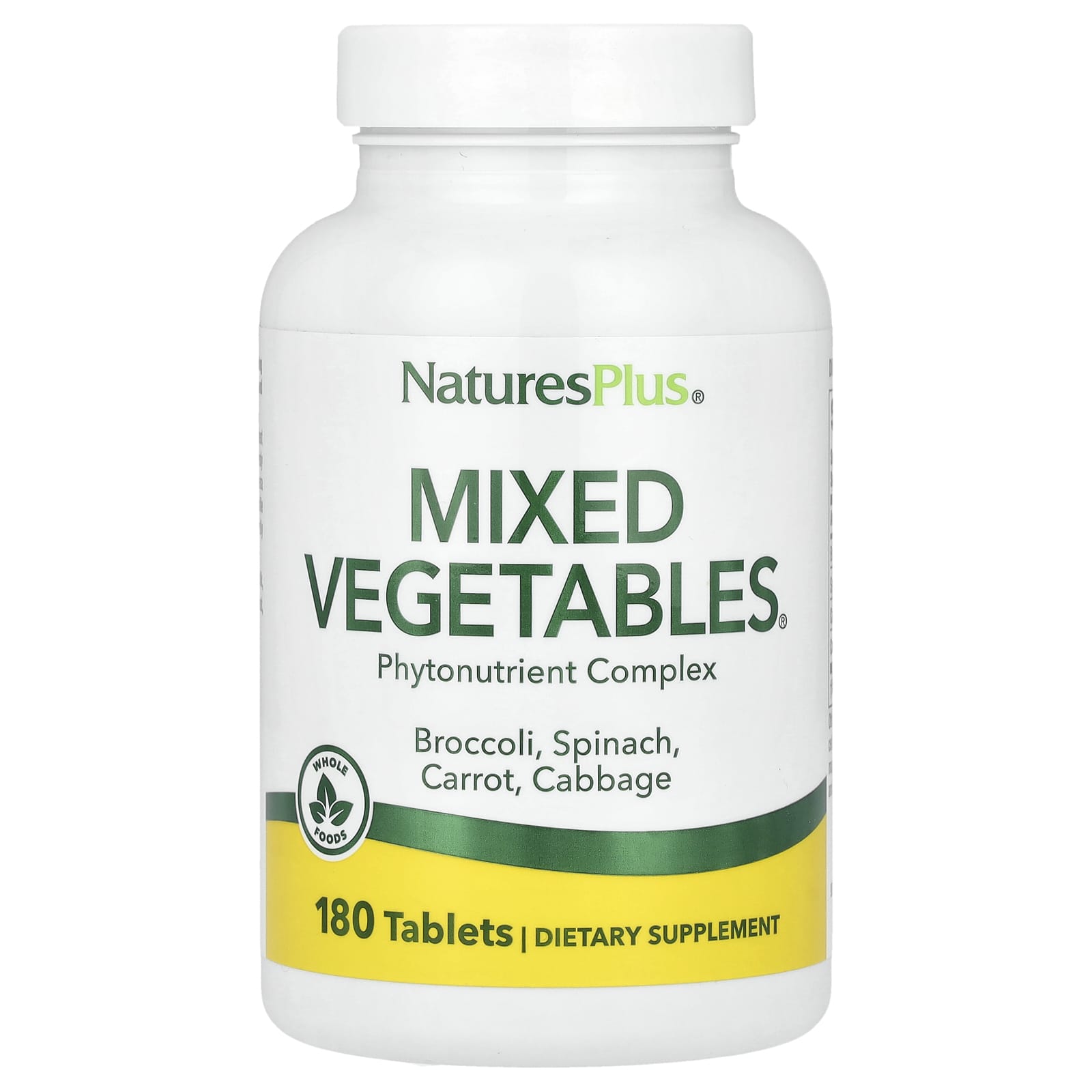 NaturesPlus, Mixed Vegetables®, Phytonutrient Complex, 180 Tablets - Image 1