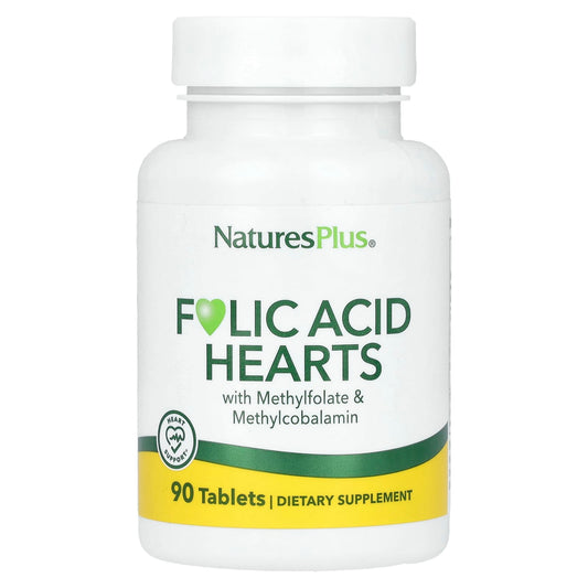 NaturesPlus, Folic Acid Hearts, 90 Tablets - Image 1