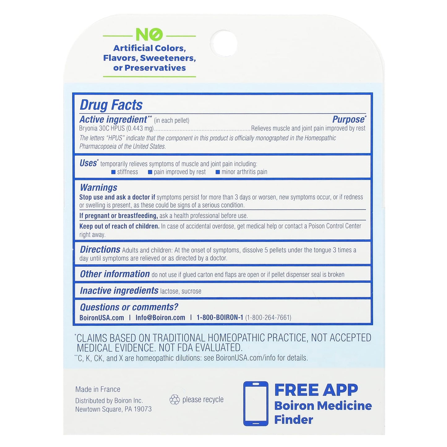 Boiron Bryonia 30C Pellets for Joint & Muscle Pain Relief - 3 Tubes, 80 Pellets Each - Image 2