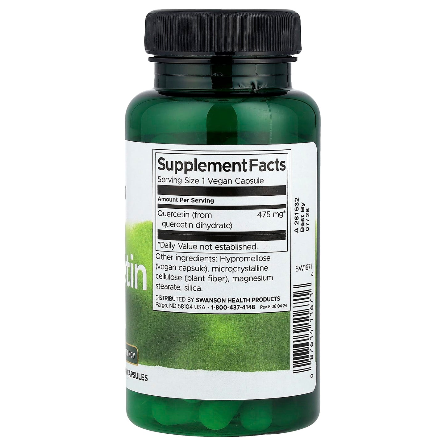 Swanson, Quercetin, High Potency, 475 mg, 60 Vegan Capsules - Image 2