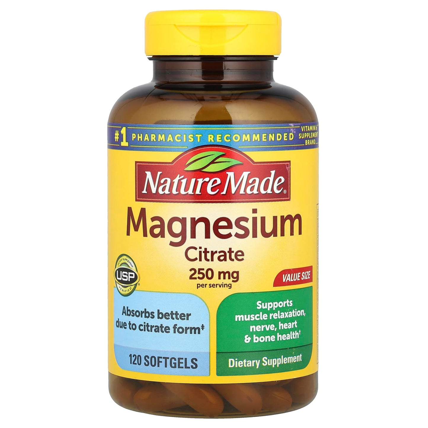 Nature Made, Magnesium Citrate, 120 Softgels (125 mg per Softgel) - Image 1