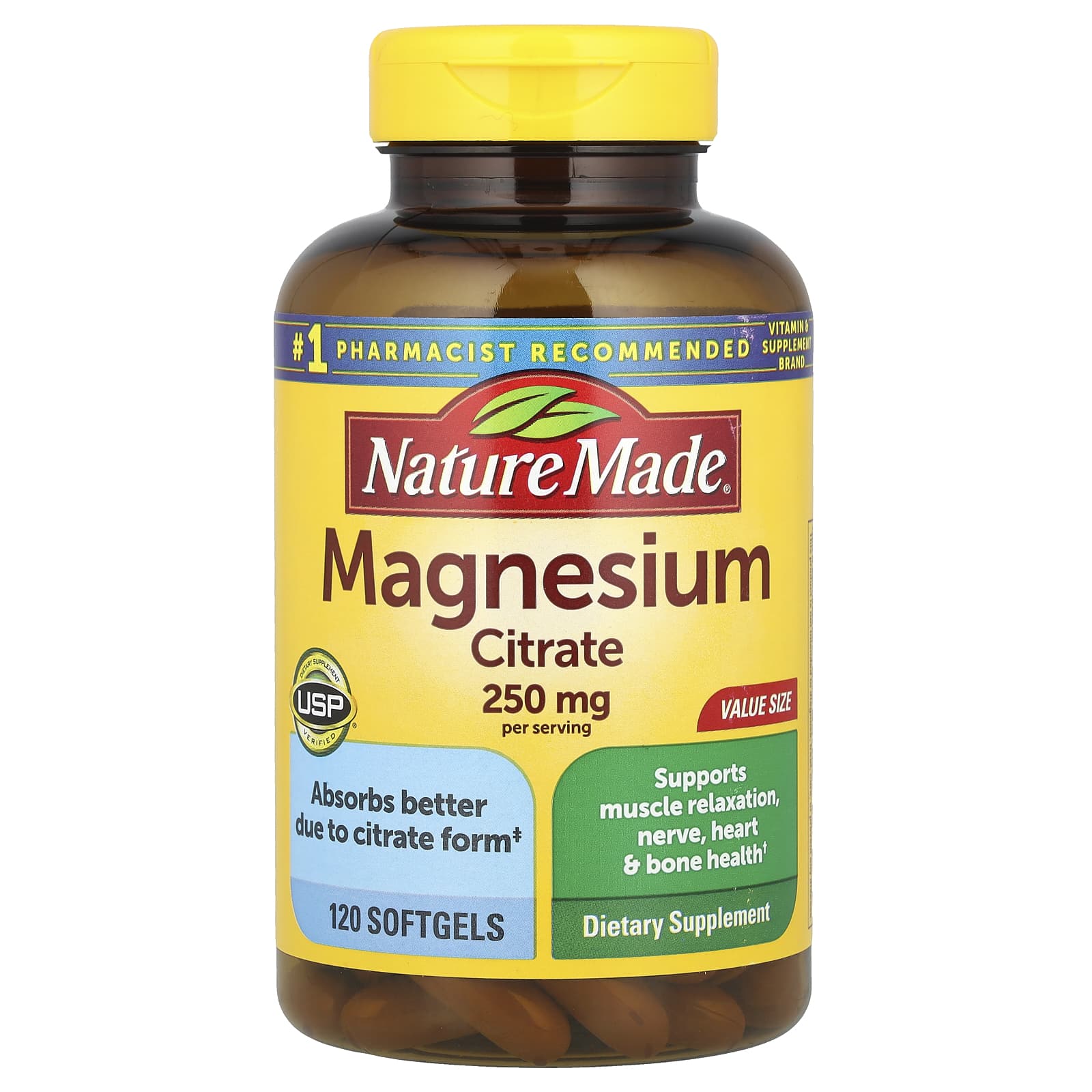 Nature Made, Magnesium Citrate, 120 Softgels (125 mg per Softgel) - Image 1
