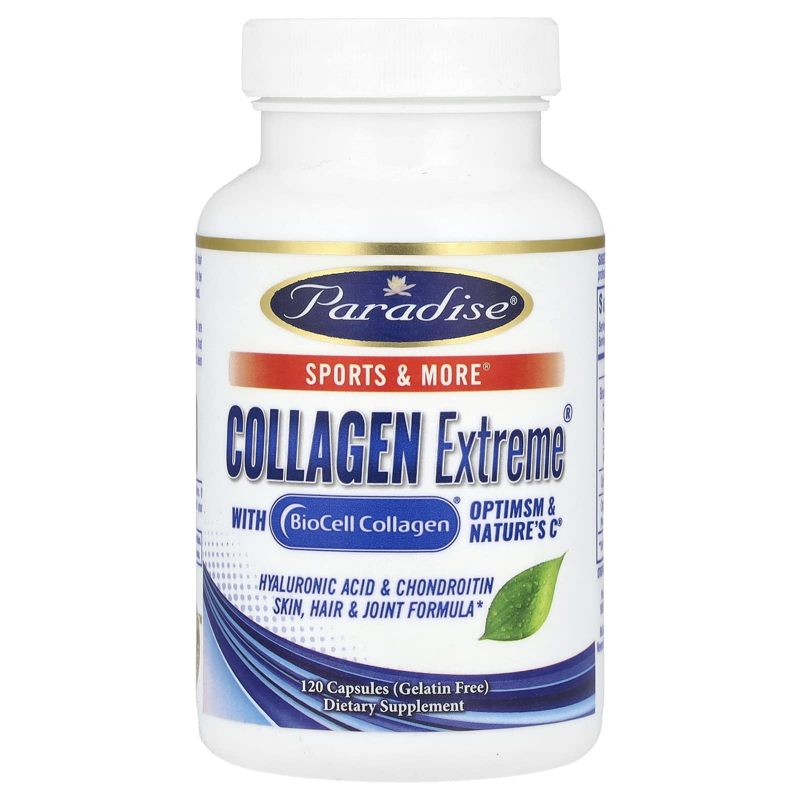 Paradise Herbs, Collagen Extreme® with BioCell Collagen®, OptiMSM® & Nature's C®, 120 Capsules - Image 1