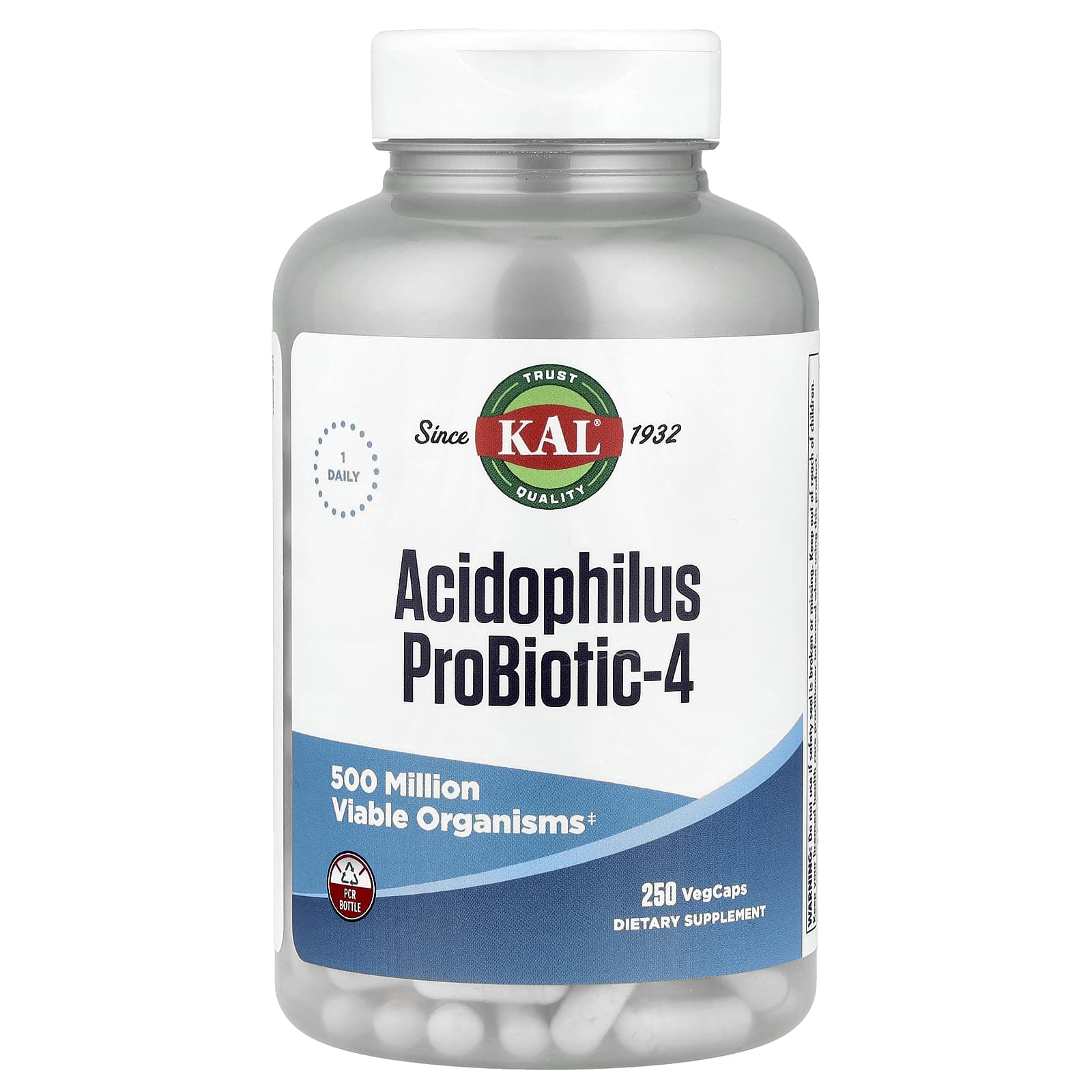 Boost Gut Health with KAL Acidophilus Probiotic-4, 250 VegCaps - Image 1