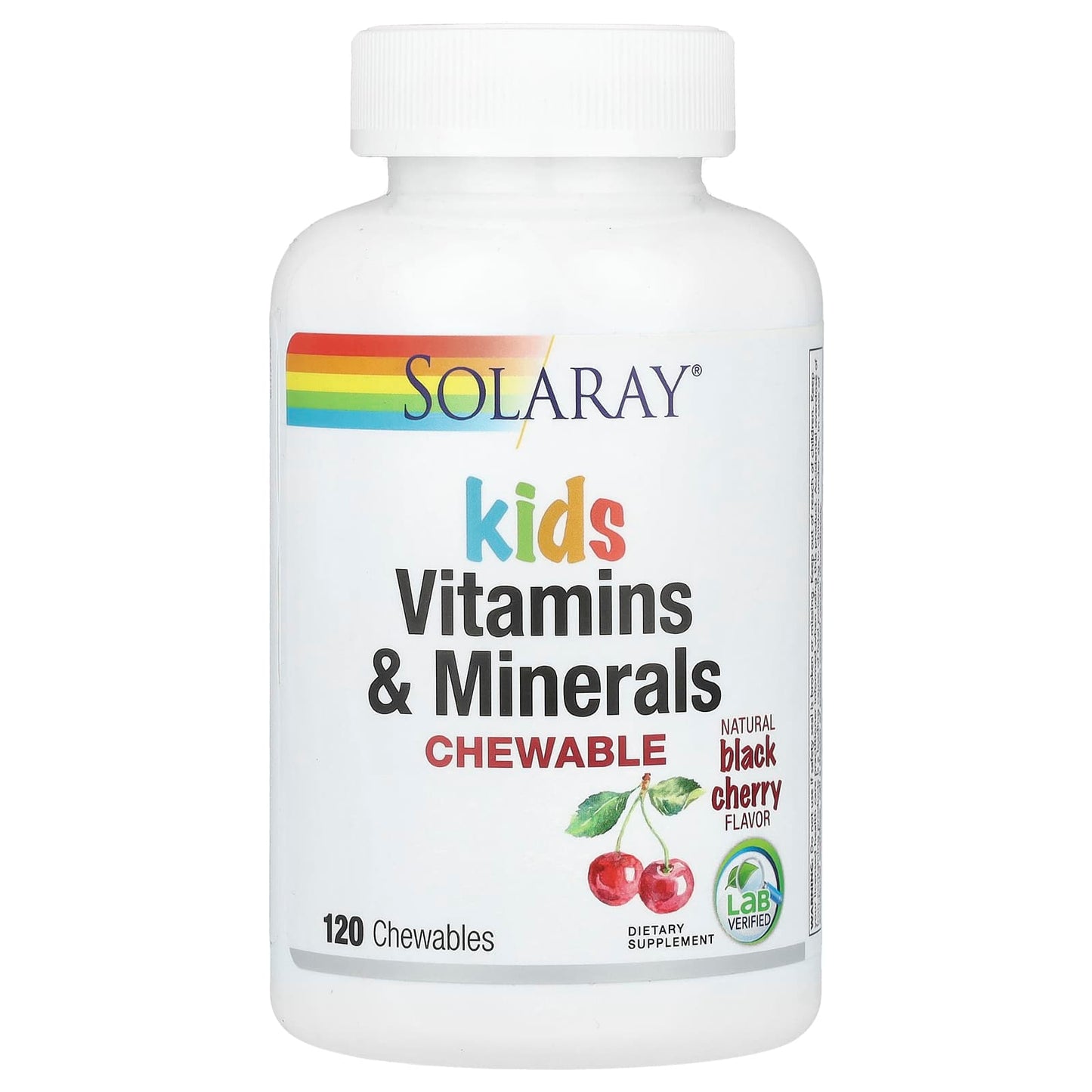 Solaray, Kids Vitamins & Minerals Chewable, Natural Black Cherry, 120 Chewables - Image 1