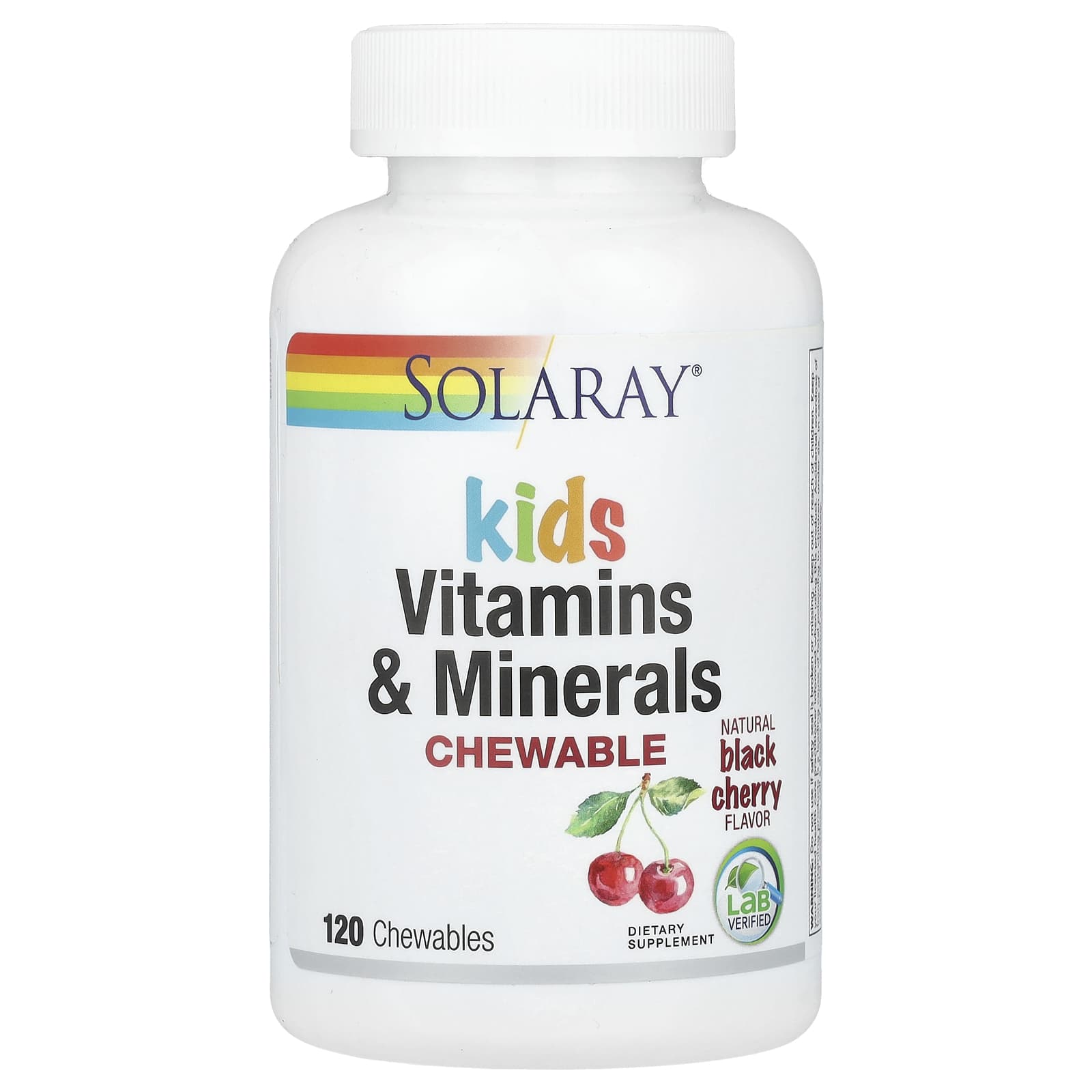Solaray, Kids Vitamins & Minerals Chewable, Natural Black Cherry, 120 Chewables - Image 1