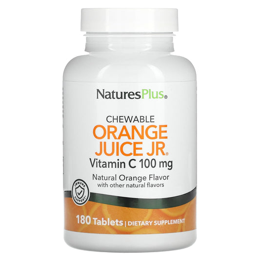 NaturesPlus, Orange Juice Jr Chewable Vitamin C, Natural Orange, 100 mg, 180 Tablets - Image 1