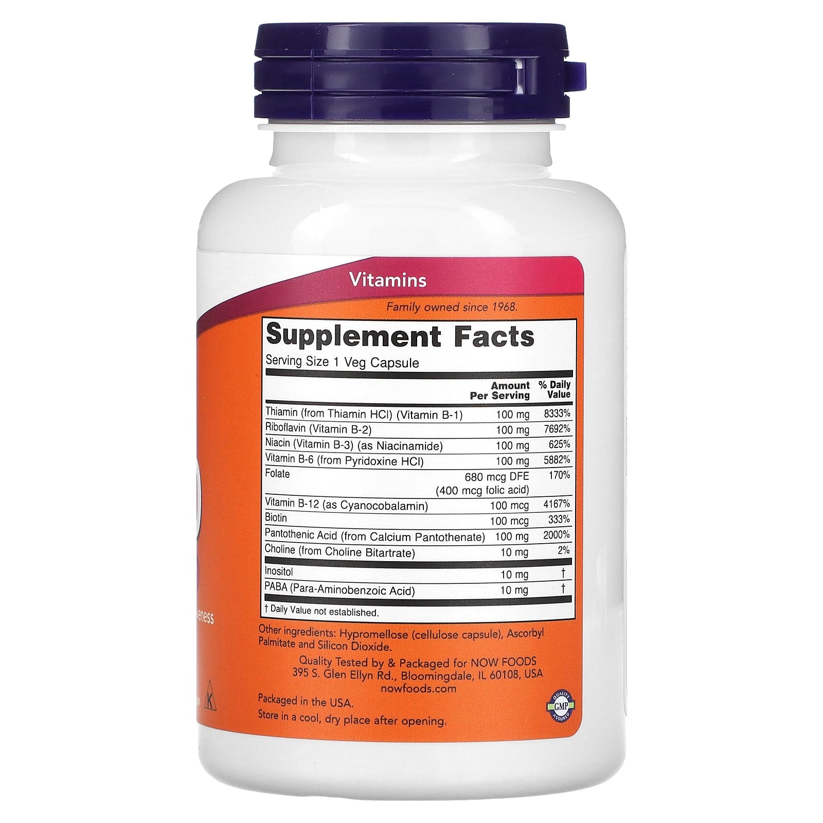 NOW Foods, B-100, 100 Veg Capsules - Image 2