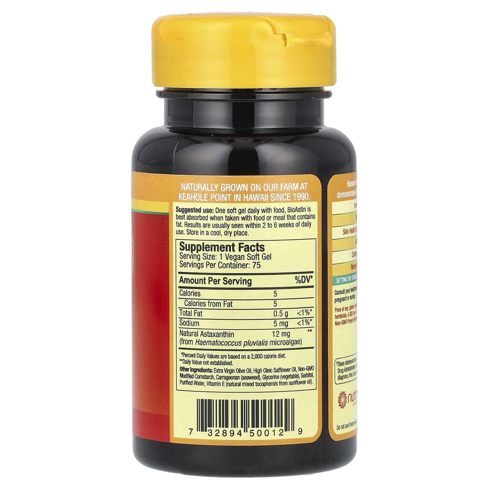 Nutrex Hawaii, BioAstin, Hawaiian Astaxanthin, 12 mg, 75 Vegan Soft Gels - Image 2