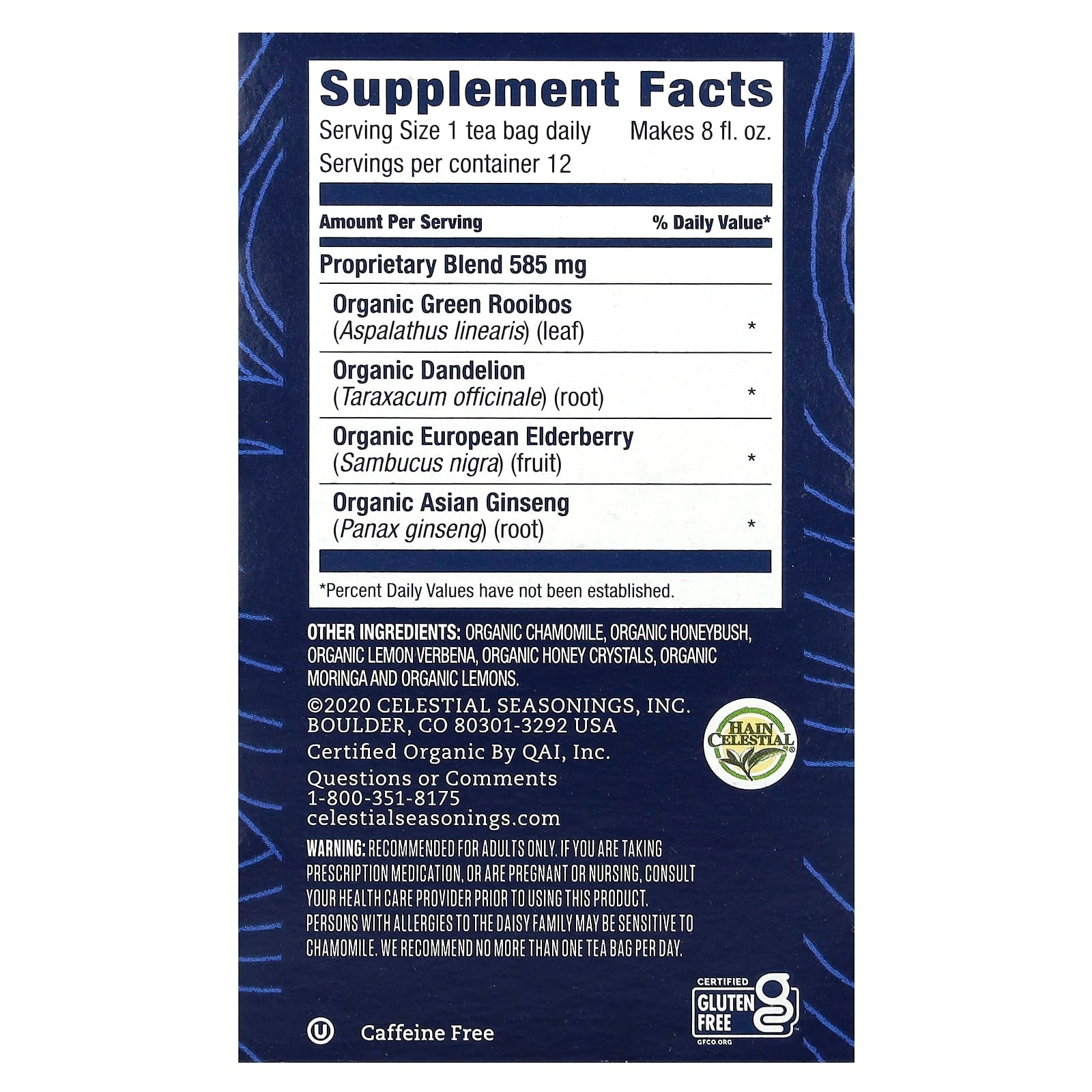 Daily Wellness Tea - Organic Honey Lemon, Caffeine Free, 12 Tea Bags - Image 2