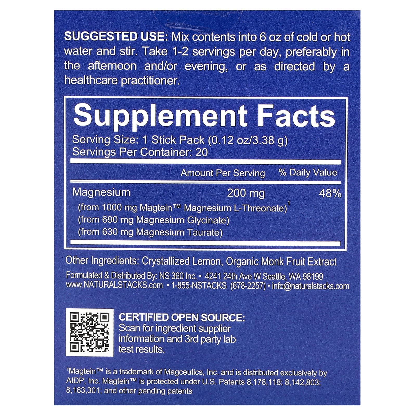 Natural Stacks, MagTech, Magnesium, Lemonade, 20 Stick Packs, 0.12 oz (3.38 g) Each - Image 2