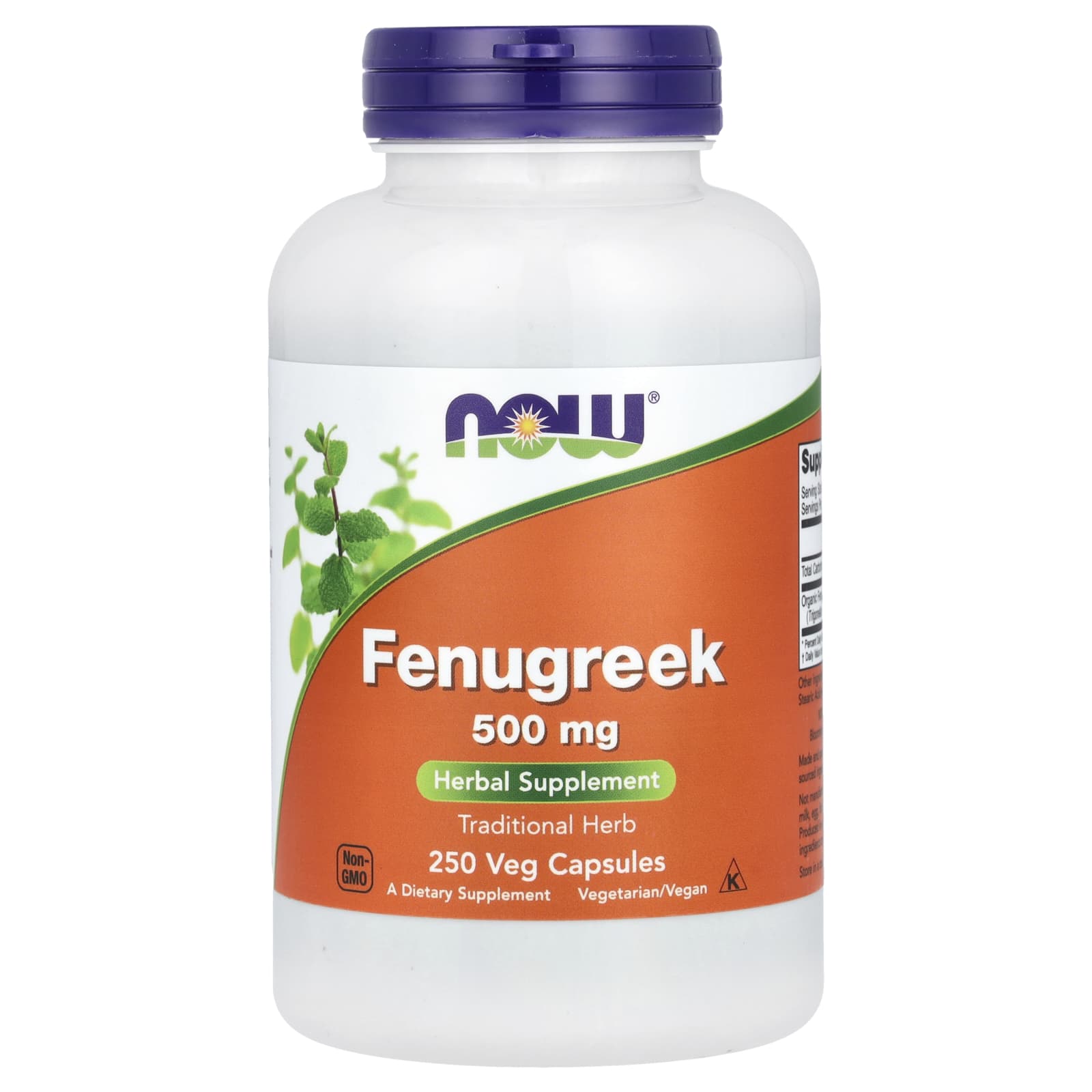 NOW Foods, Fenugreek, 500 mg, 250 Veg Capsules - Image 1
