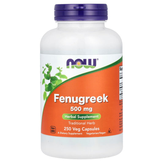 NOW Foods, Fenugreek, 500 mg, 250 Veg Capsules - Image 1
