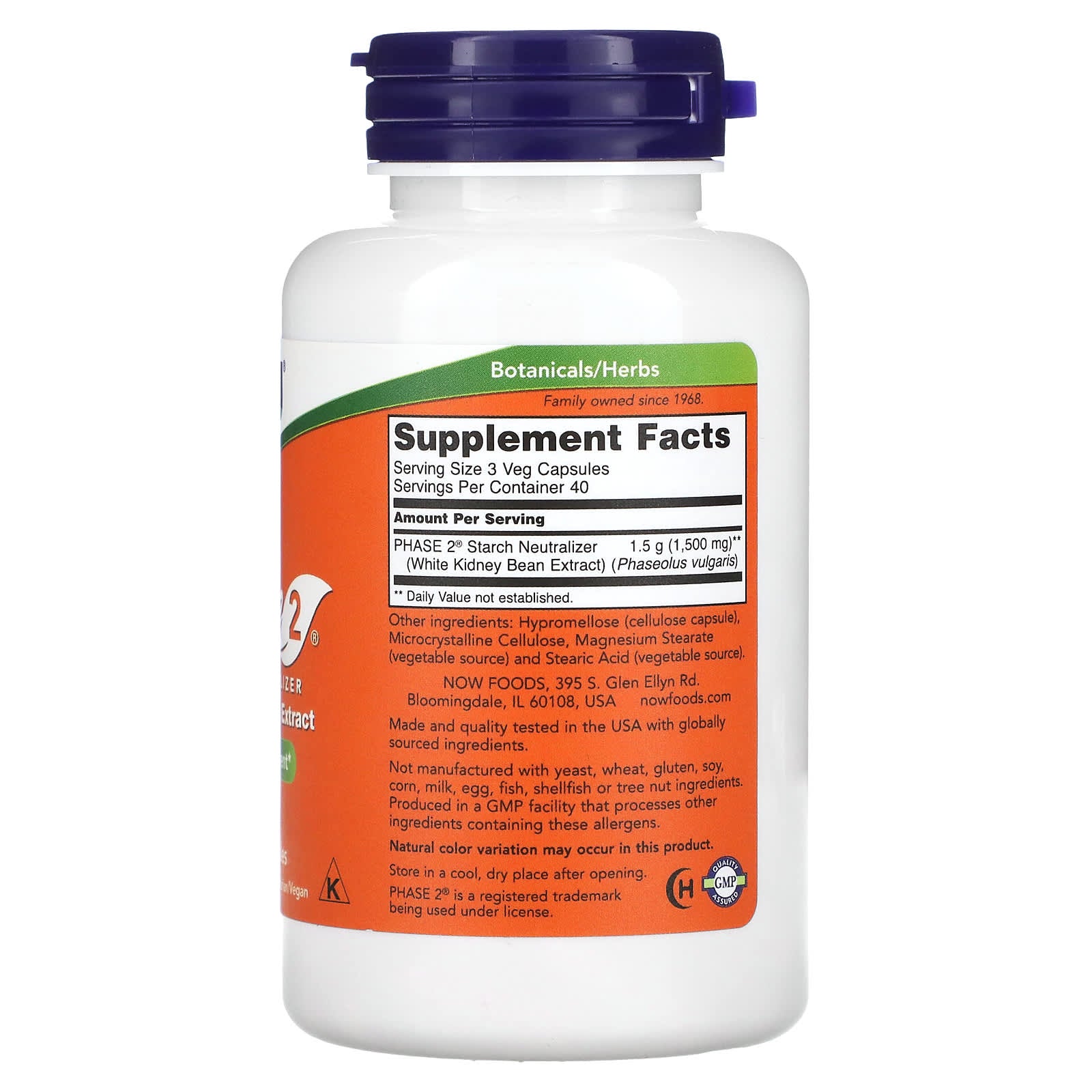 NOW Foods, Phase 2, Starch Neutralizer, 500 mg, 120 Veg Capsules - Image 2