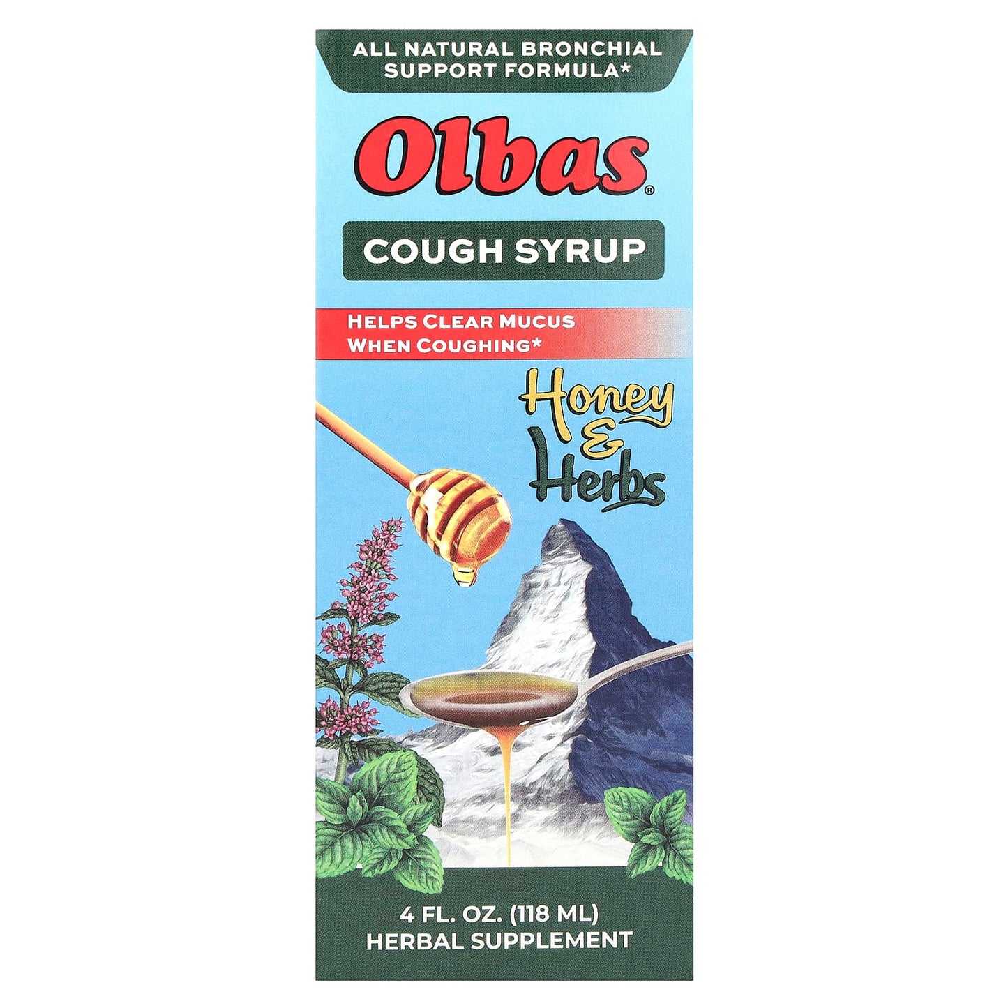 Olbas, Cough Syrup, Honey & Herbs, 4 fl oz (118 ml) - Image 1