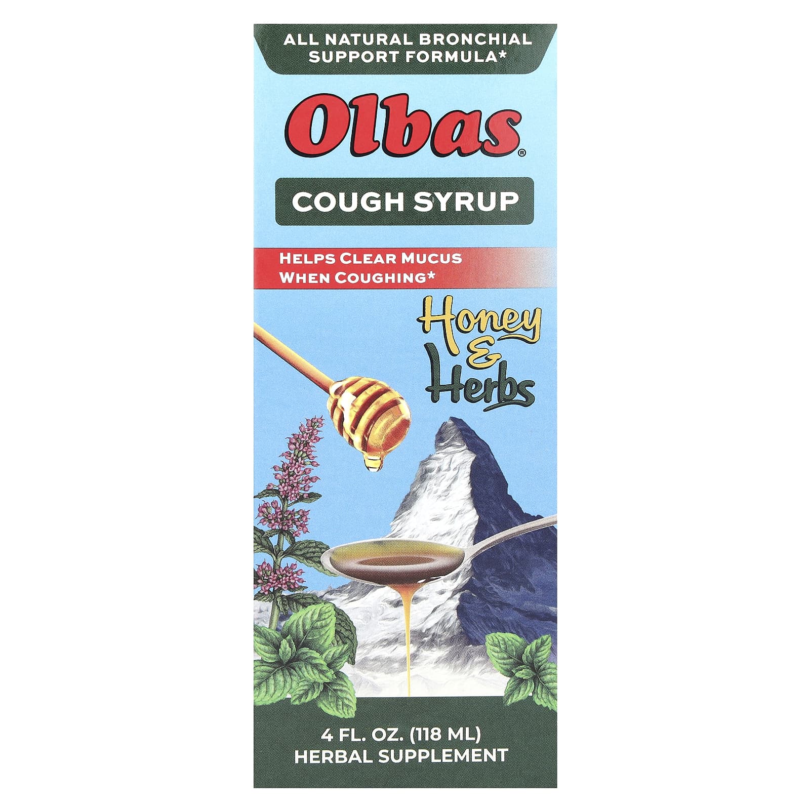 Olbas, Cough Syrup, Honey & Herbs, 4 fl oz (118 ml) - Image 1