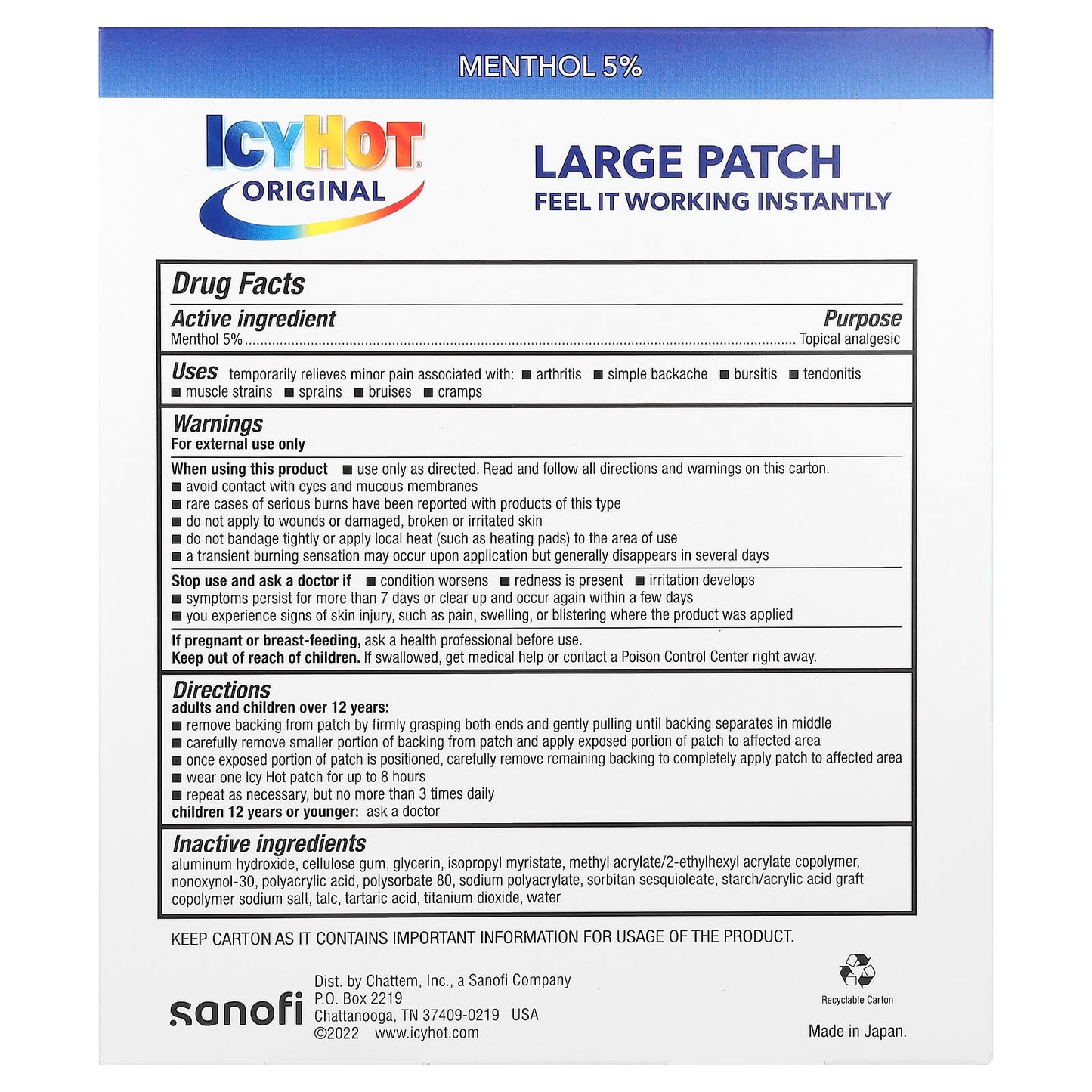 Instant Pain Relief with Icy Hot Patches - 5 Count - Image 2